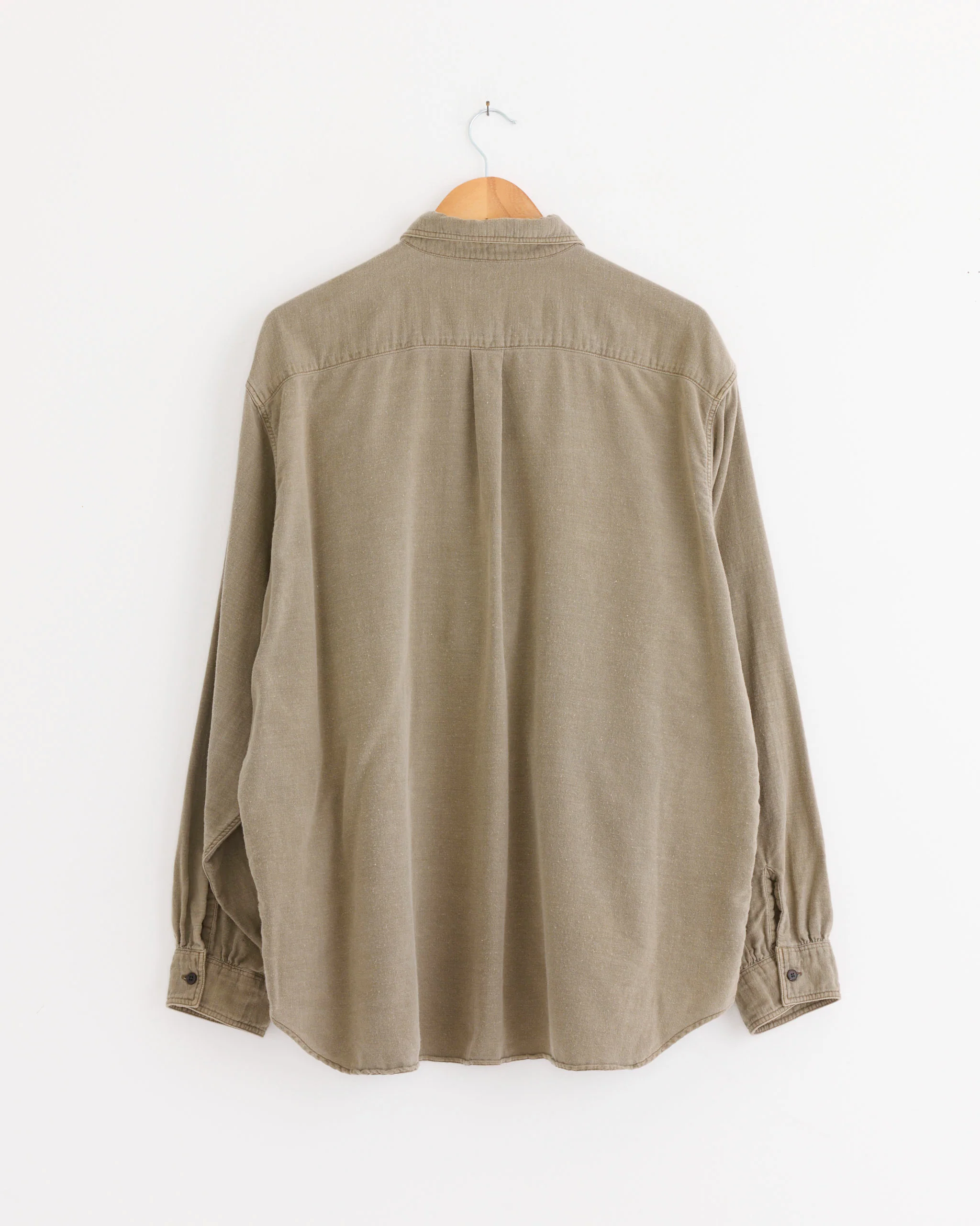 Vintage Cotton Moleskin Shirt in Khaki - Image 3