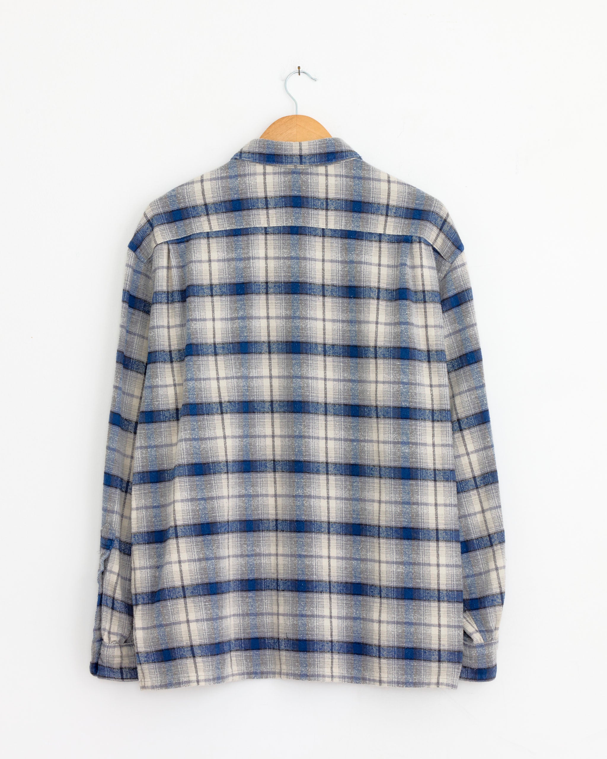 Vintage Cotton Silk Nep Twill Check Shirt in Navy - Image 2