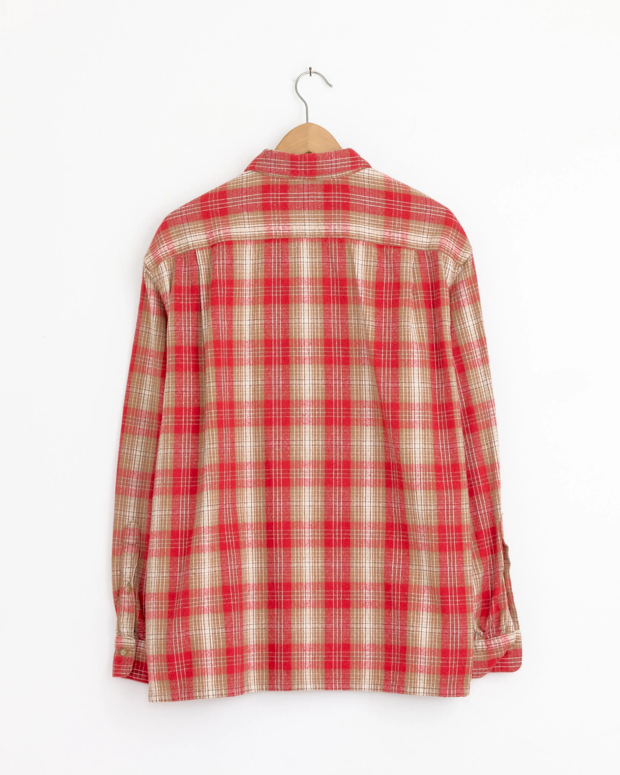 Vintage Cotton Silk Nep Twill Check Shirt in Red - Image 2
