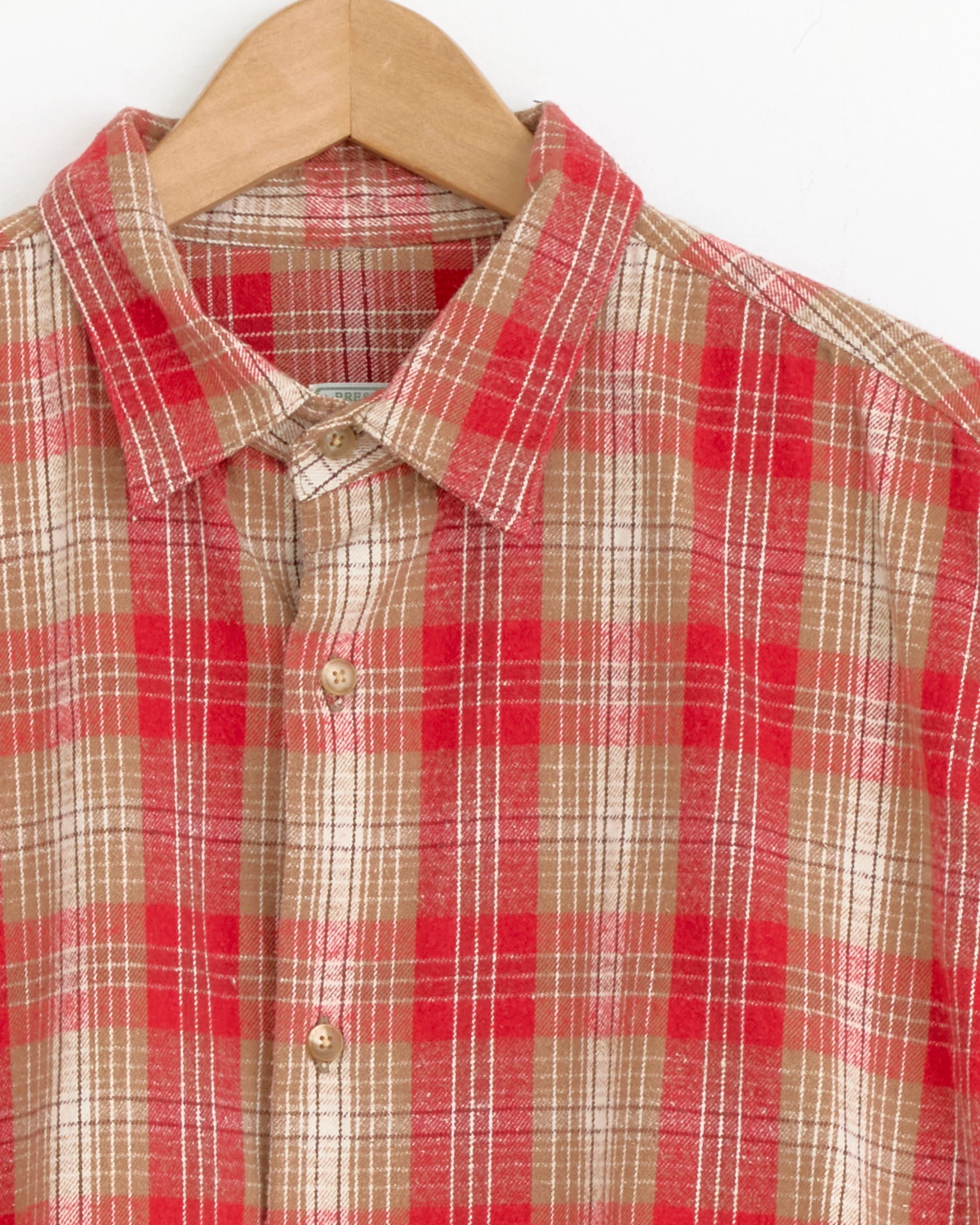 Vintage Cotton Silk Nep Twill Check Shirt in Red - Image 3