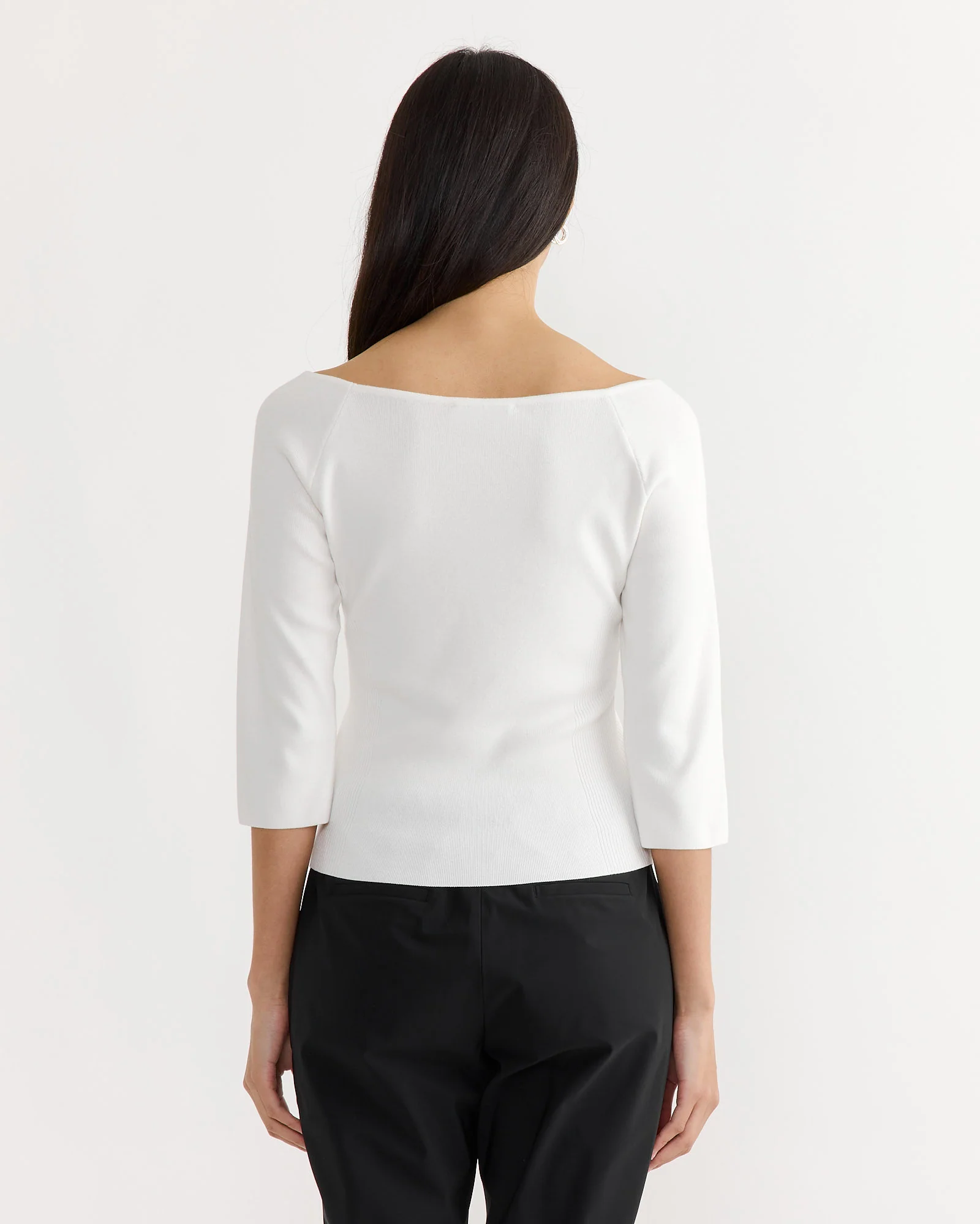 Scoop Neck Knit Top in White - Image 3