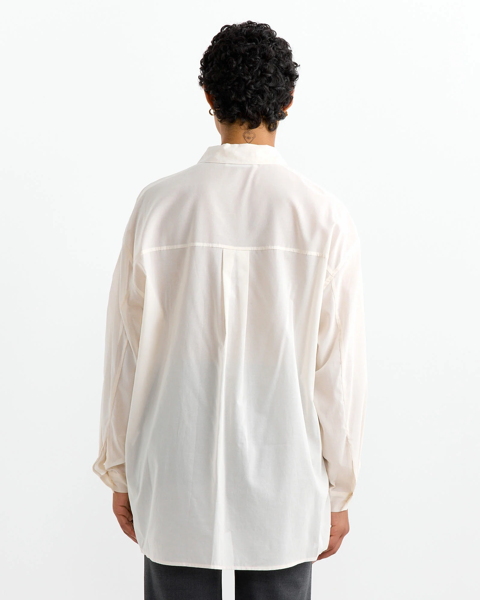 Sheer Cotton Classic Shirt in Ecru - Image 4
