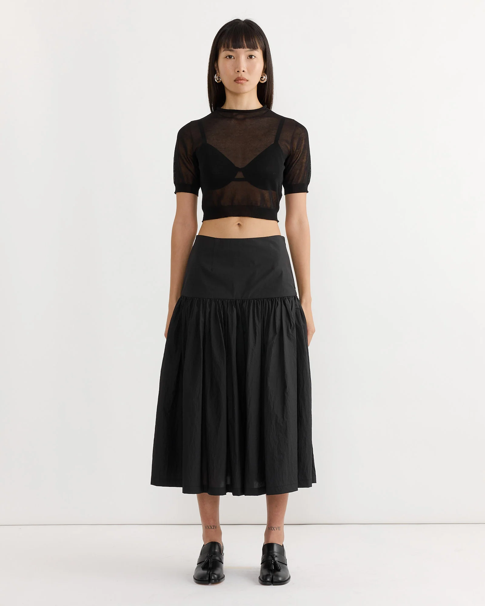 Sheer Cropped Knit in Black - Image 2
