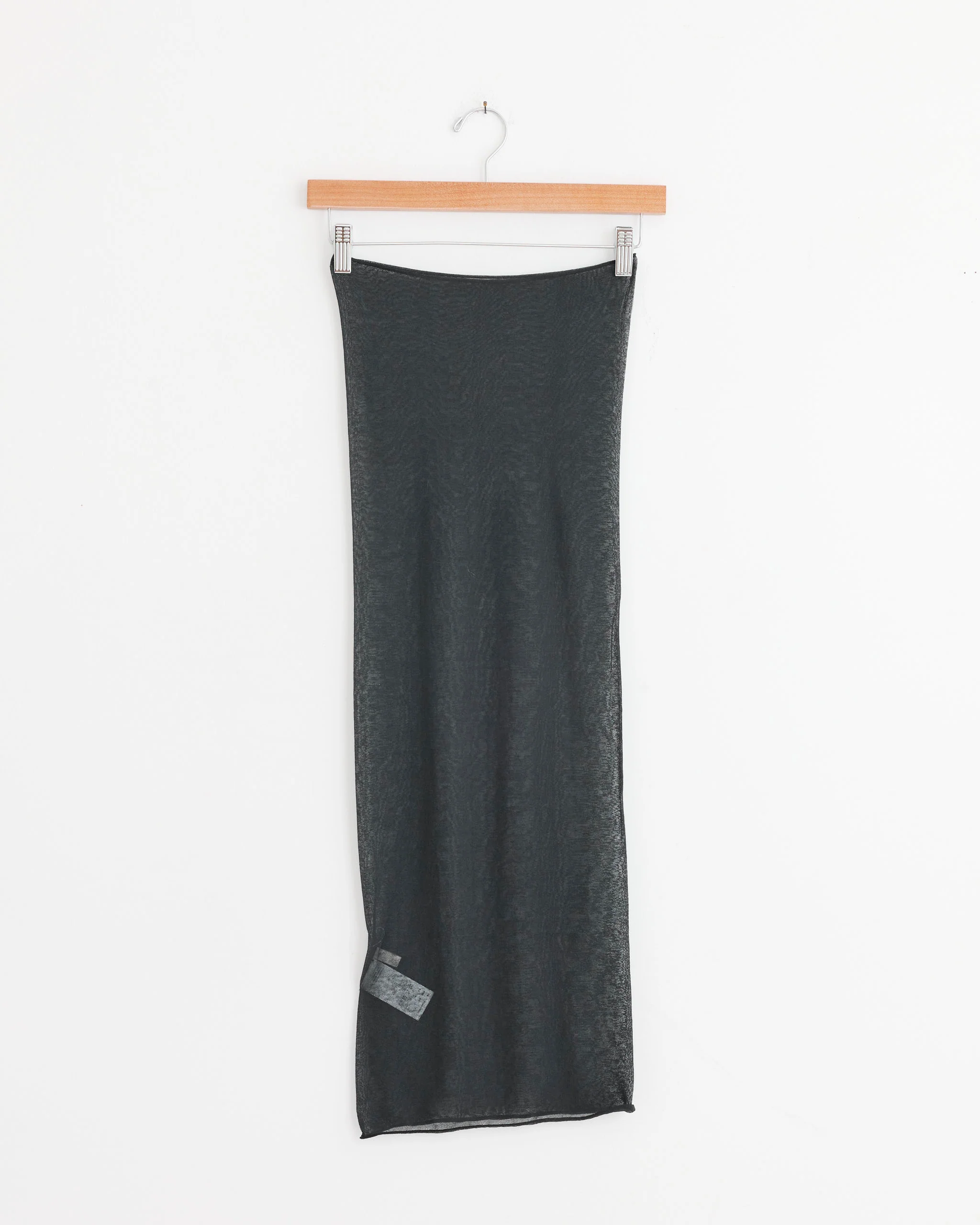 Knit Sheer Bandeau Dress in Charcoal