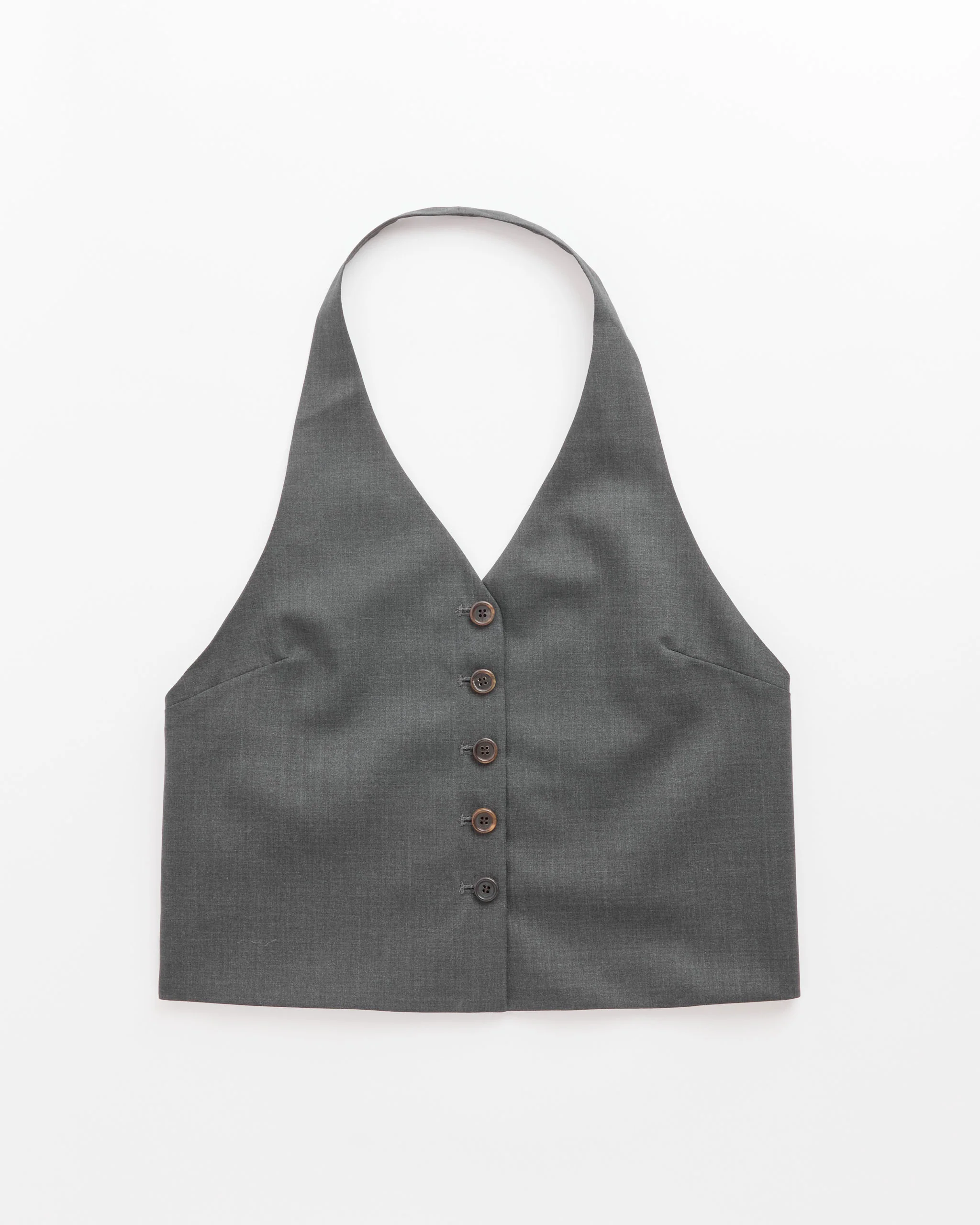 Wool Halterneck Top in Charcoal