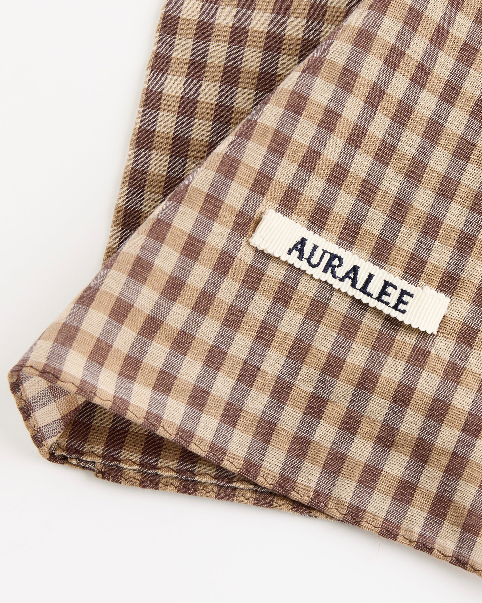 Airy Light Cotton Check Scarf in Brown Gingham Check - Image 2