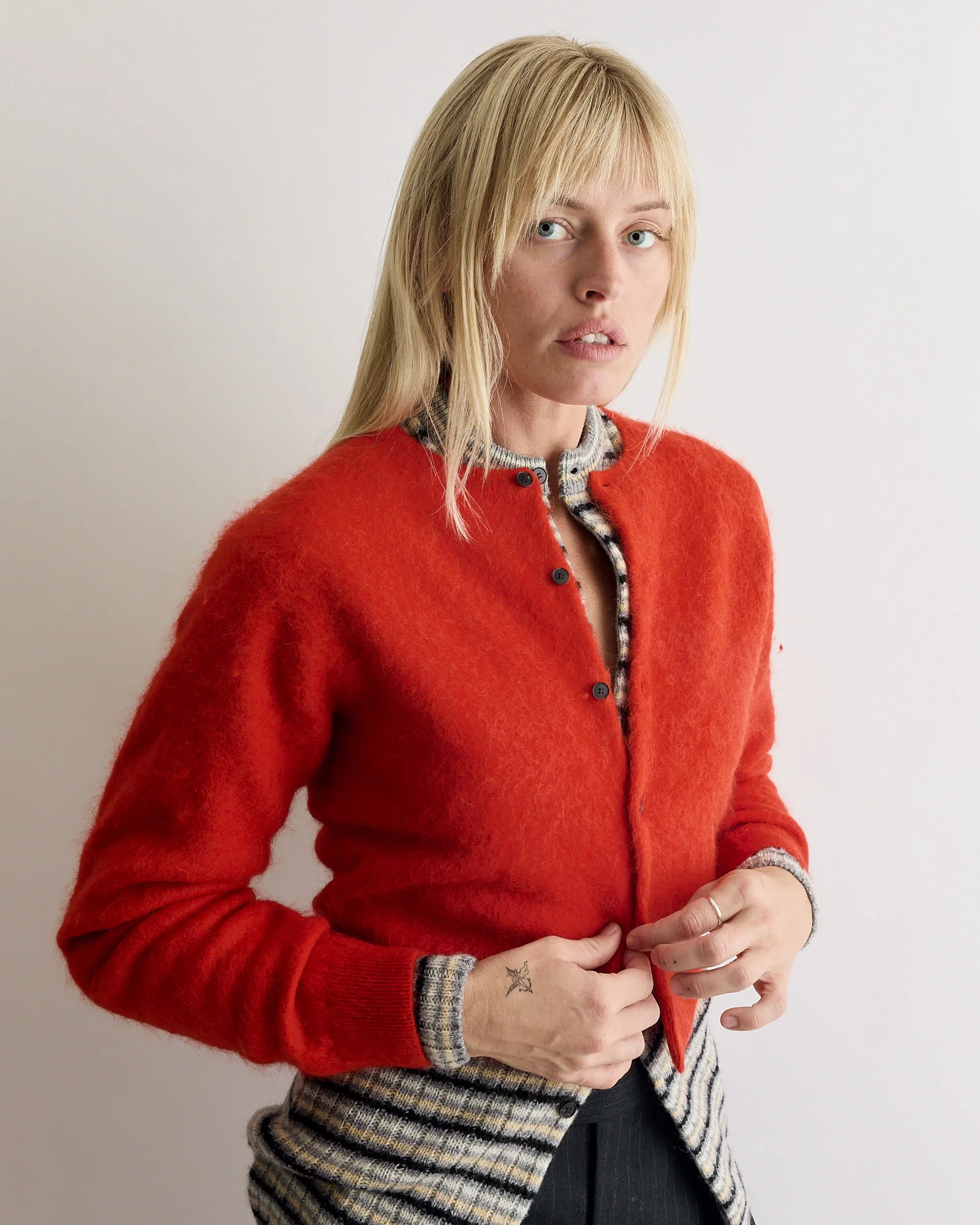 Baby Alpaca Cardigan in Red - Image 2