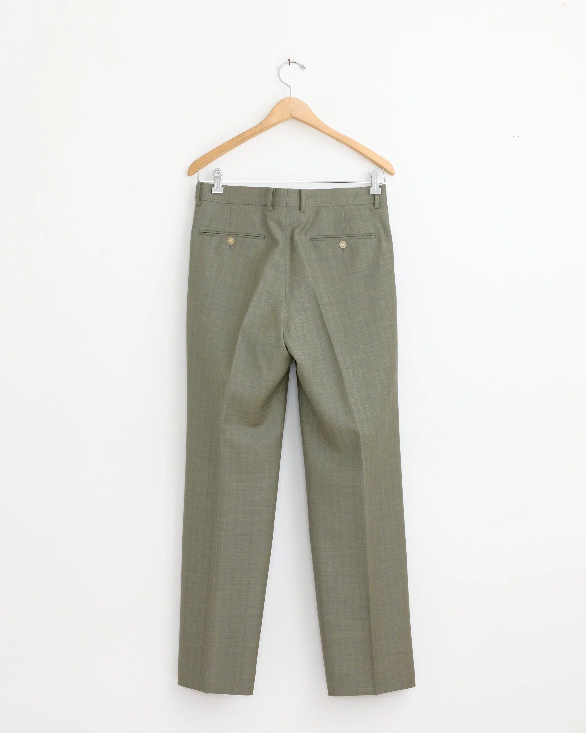 Bluefaced Wool Stripe Two Tuck Slack in Khaki Grey - Image 3