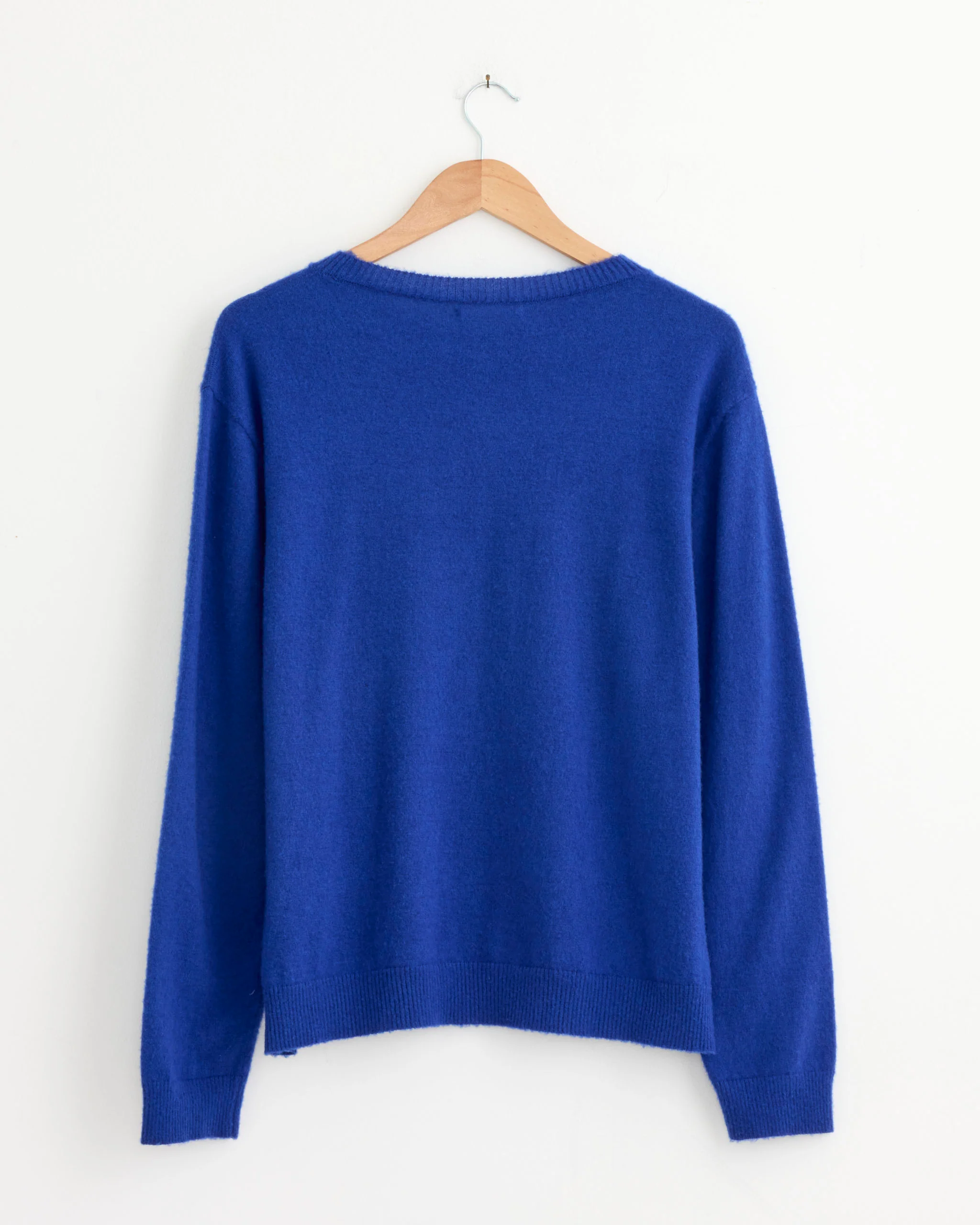 Brushed Cashmere Cotton Pullover in Royal Blue - Image 3