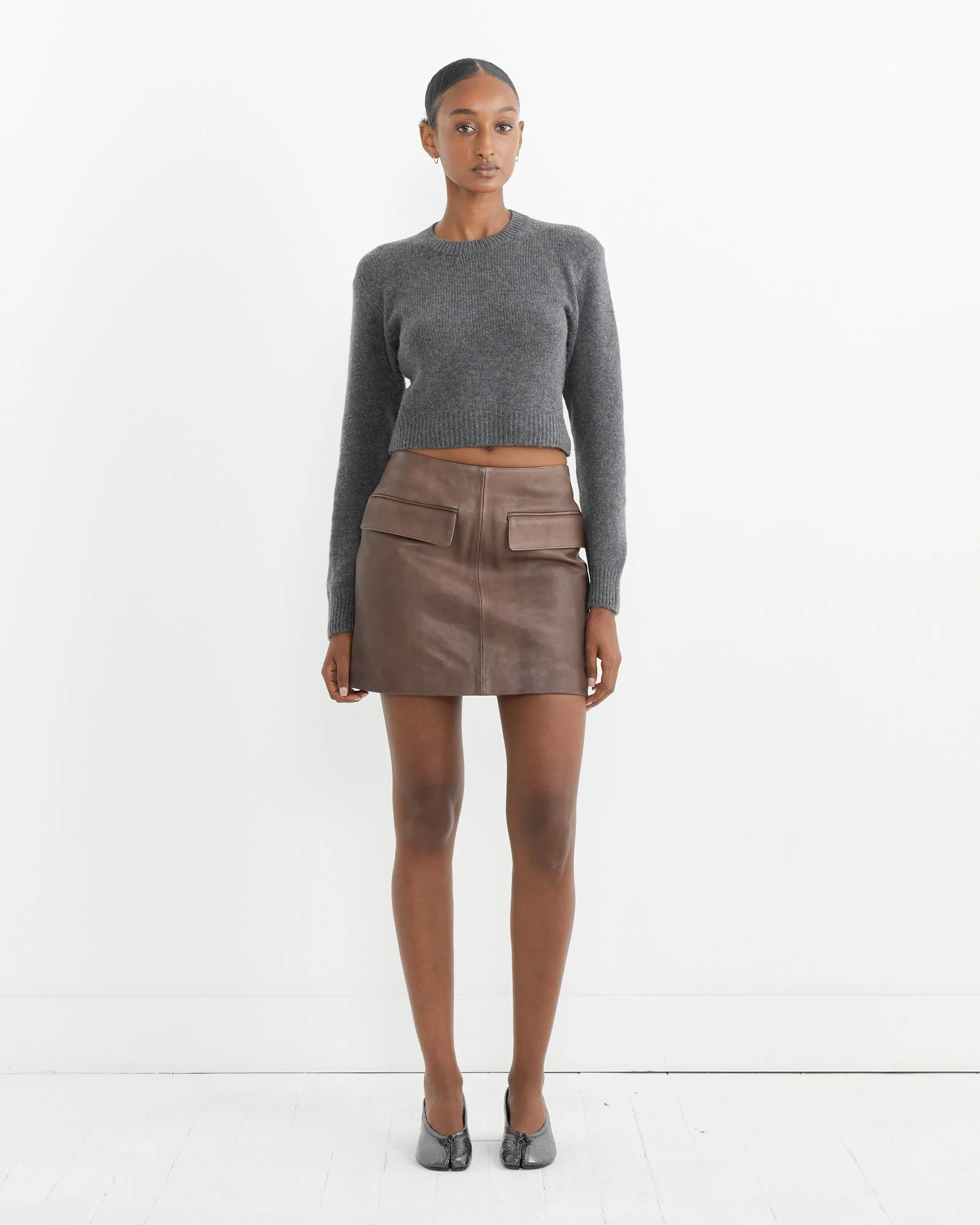 Cashmere Silk Knit Pullover in Grey - Image 2