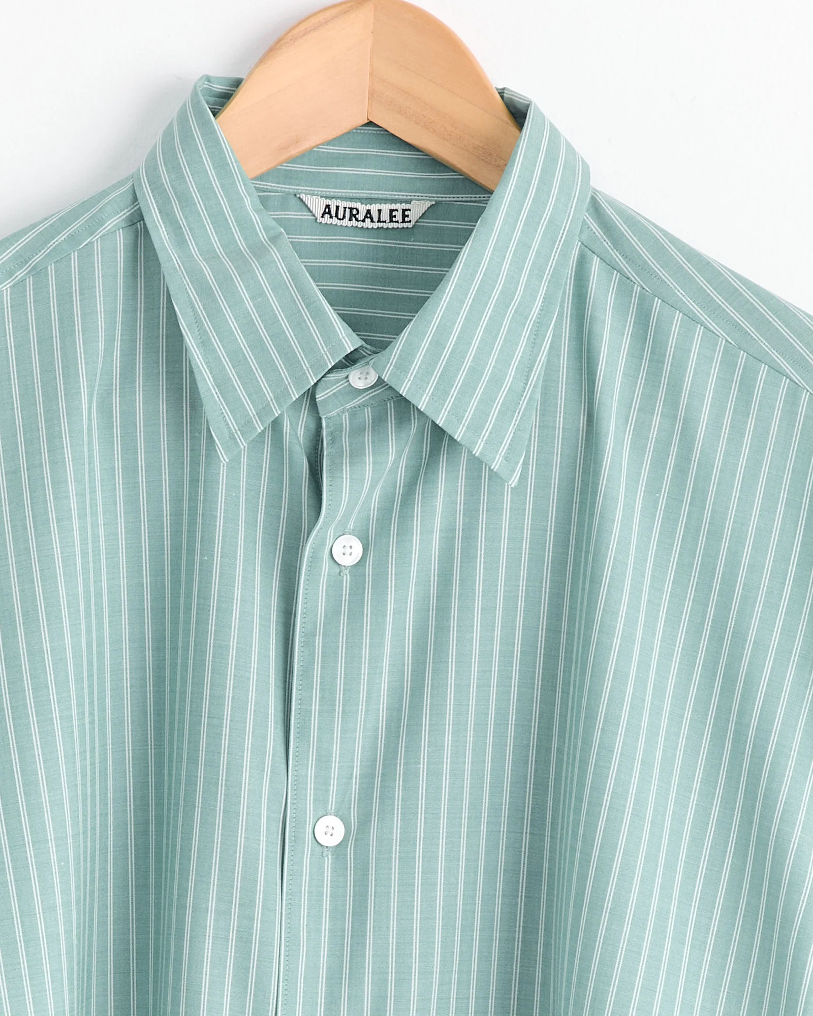 Fine Wool Stripe Shirt in Green - Image 2