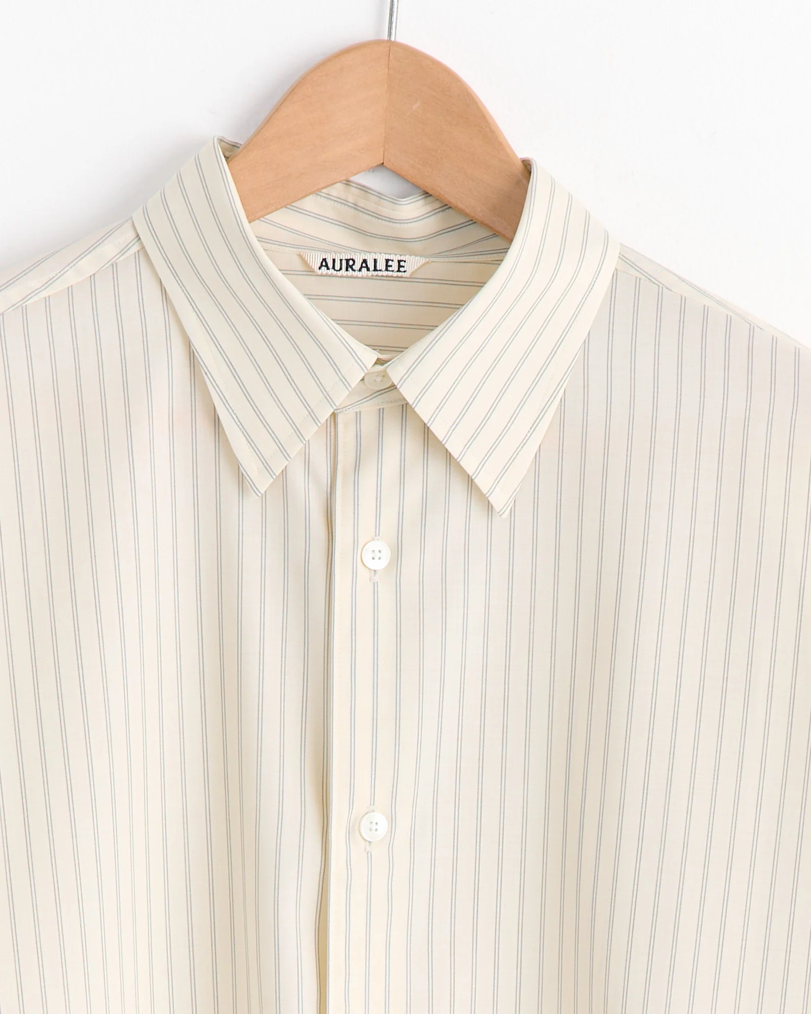 Fine Wool Stripe Shirt in Ivory - Image 2