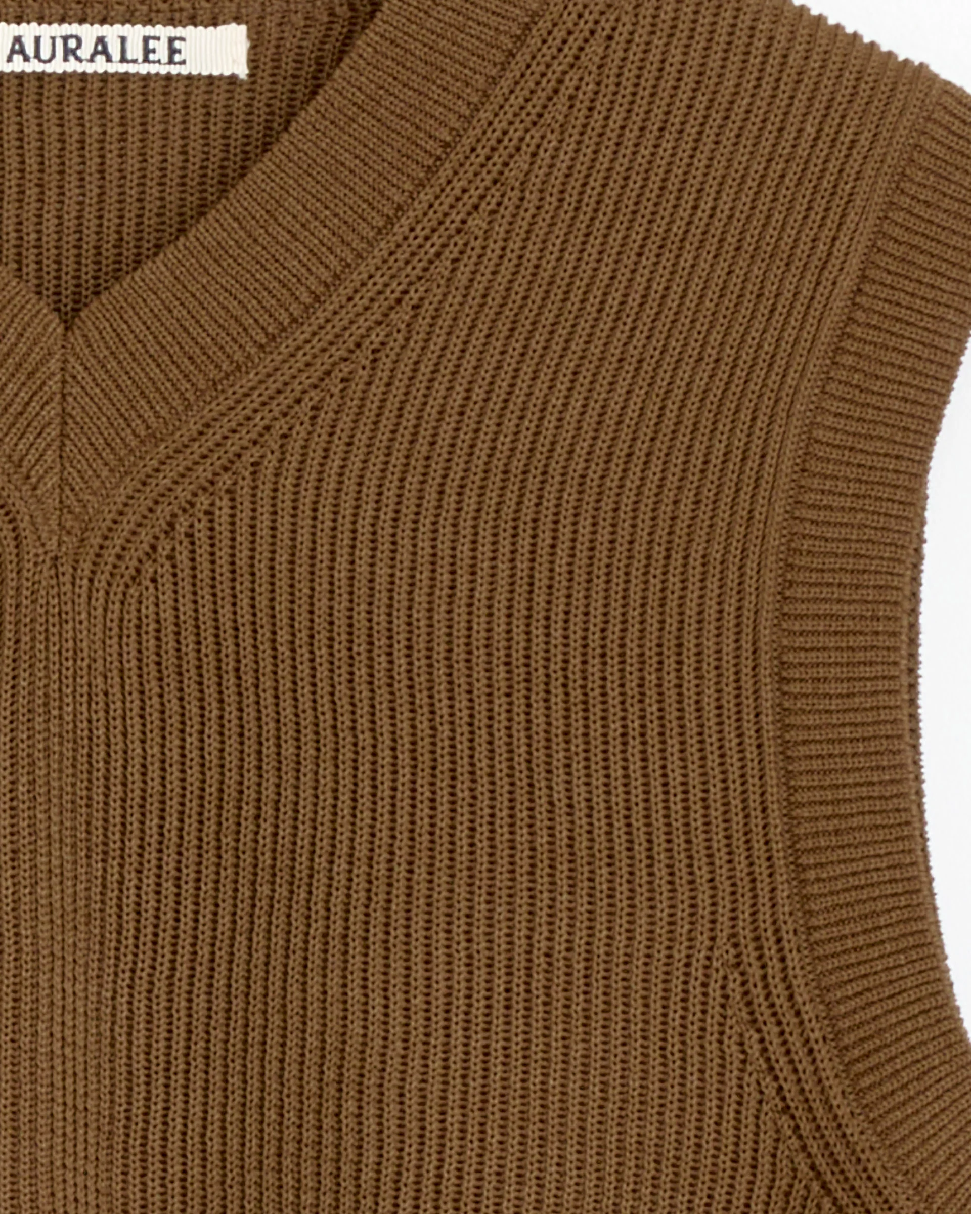 Flat Yarn Rib Knit Vest in Light Brown - Image 2