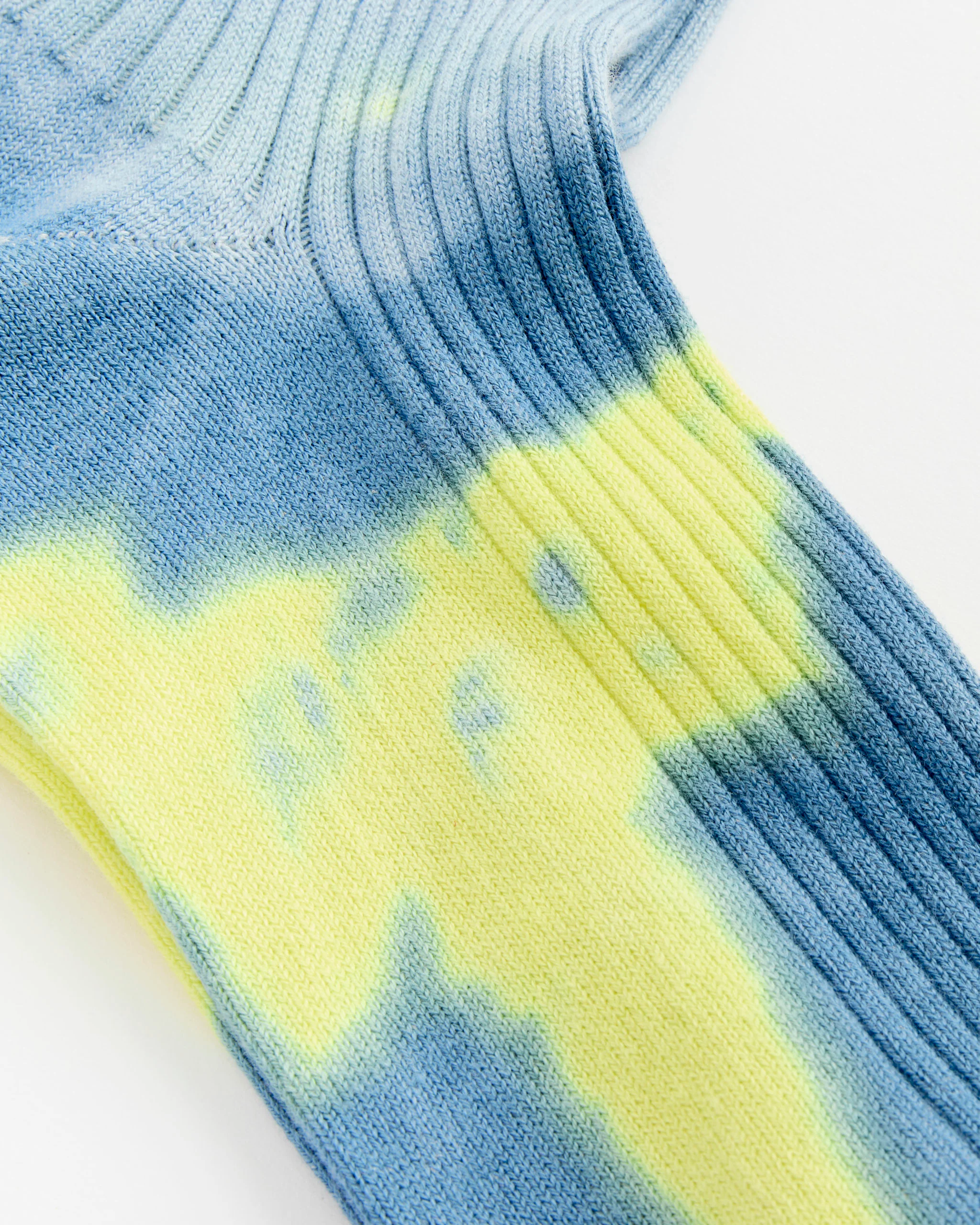 Giza High Gauge Tie Dye Socks in Yellow/Blue - Image 2