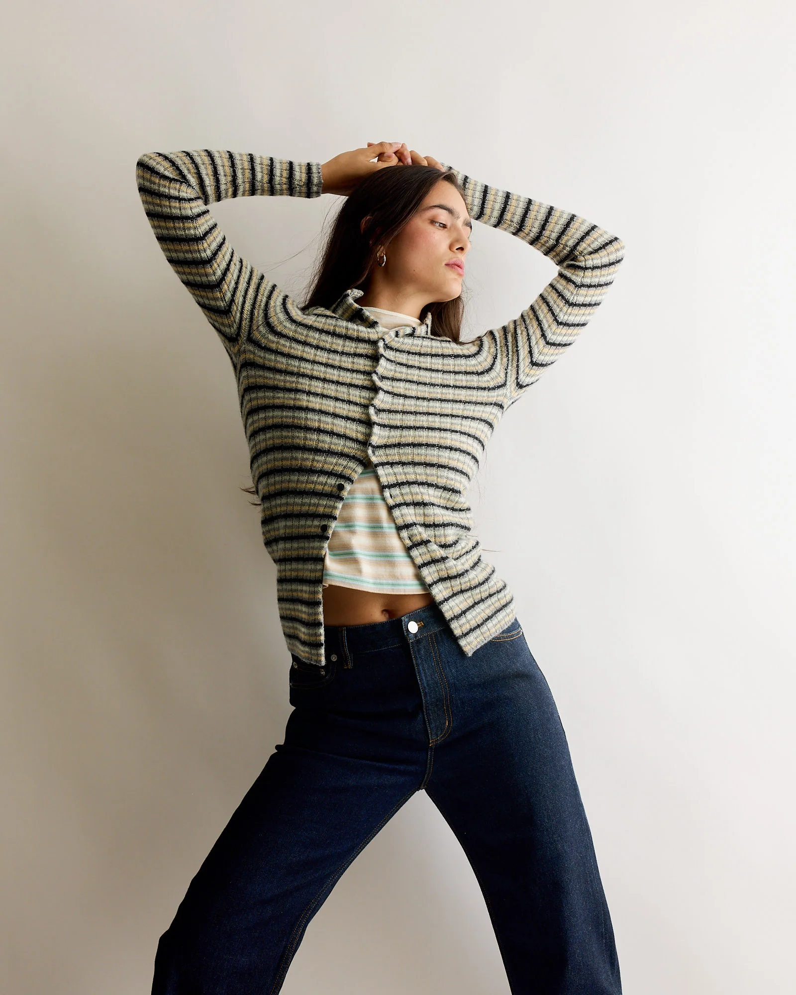 Gradient Jersey Tee in Fade Blue Stripe - Image 2
