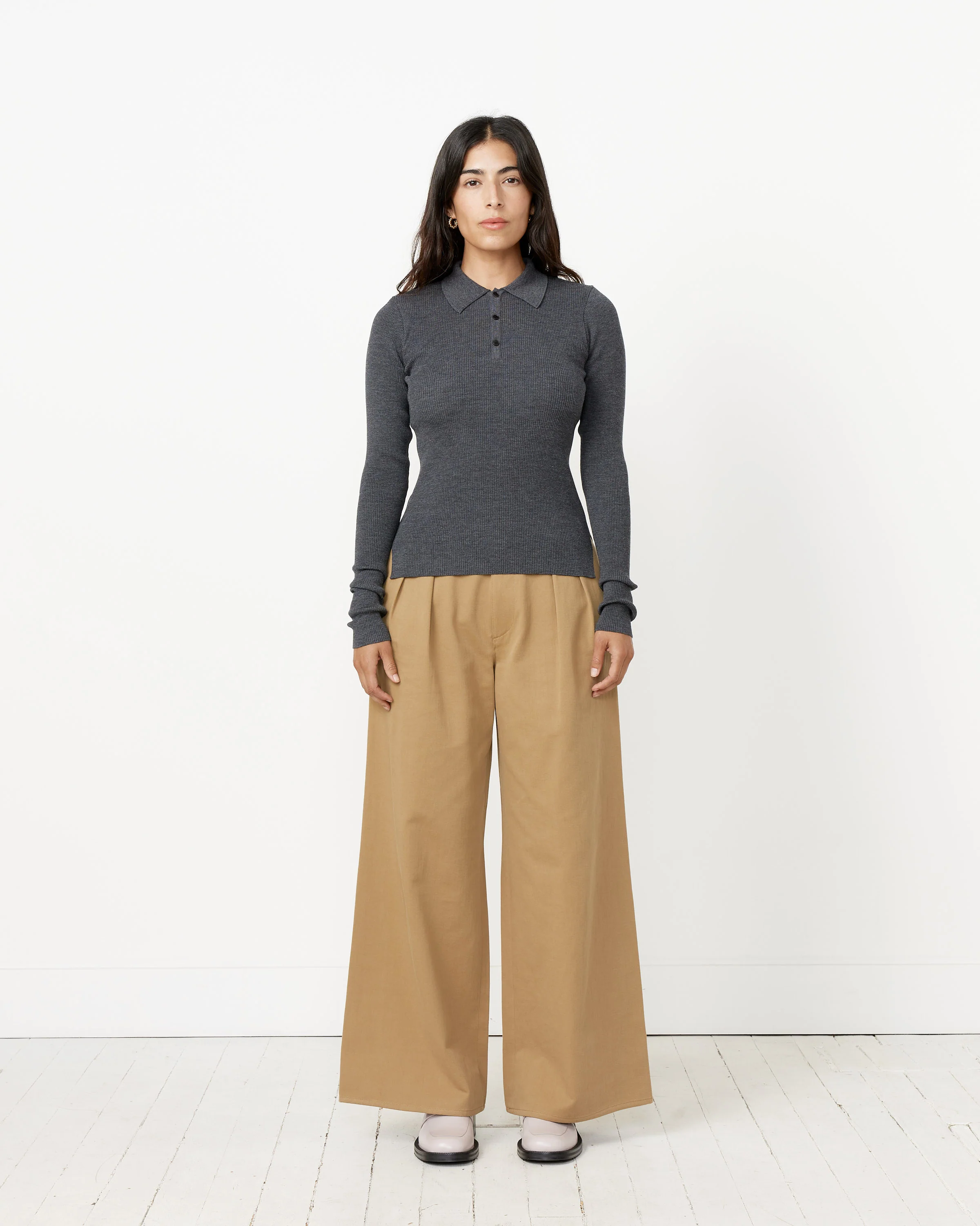 High Gauge Rib Knit Polo - Image 3