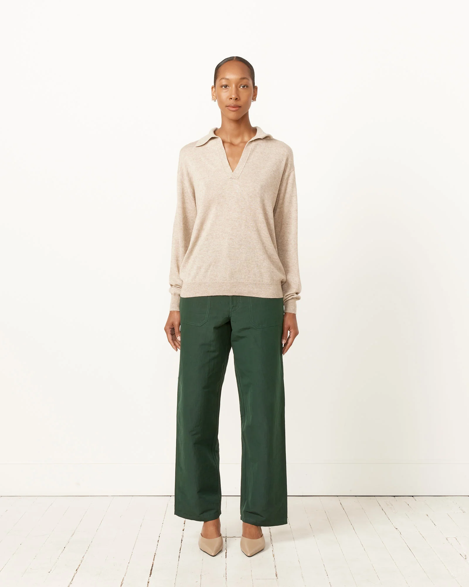 Knit Skipper in Polo Top Beige - Image 2