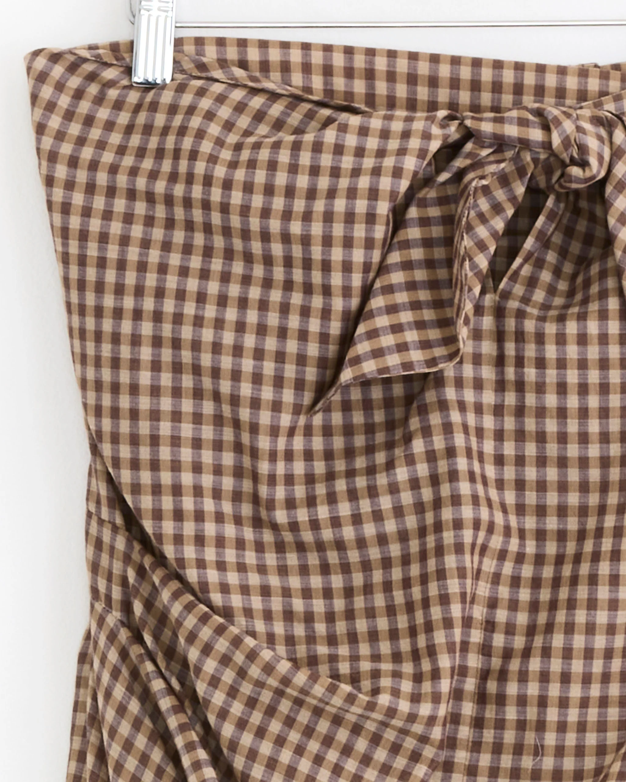 Light Cotton Strapless Dress in Brown Gingham Check - Image 2