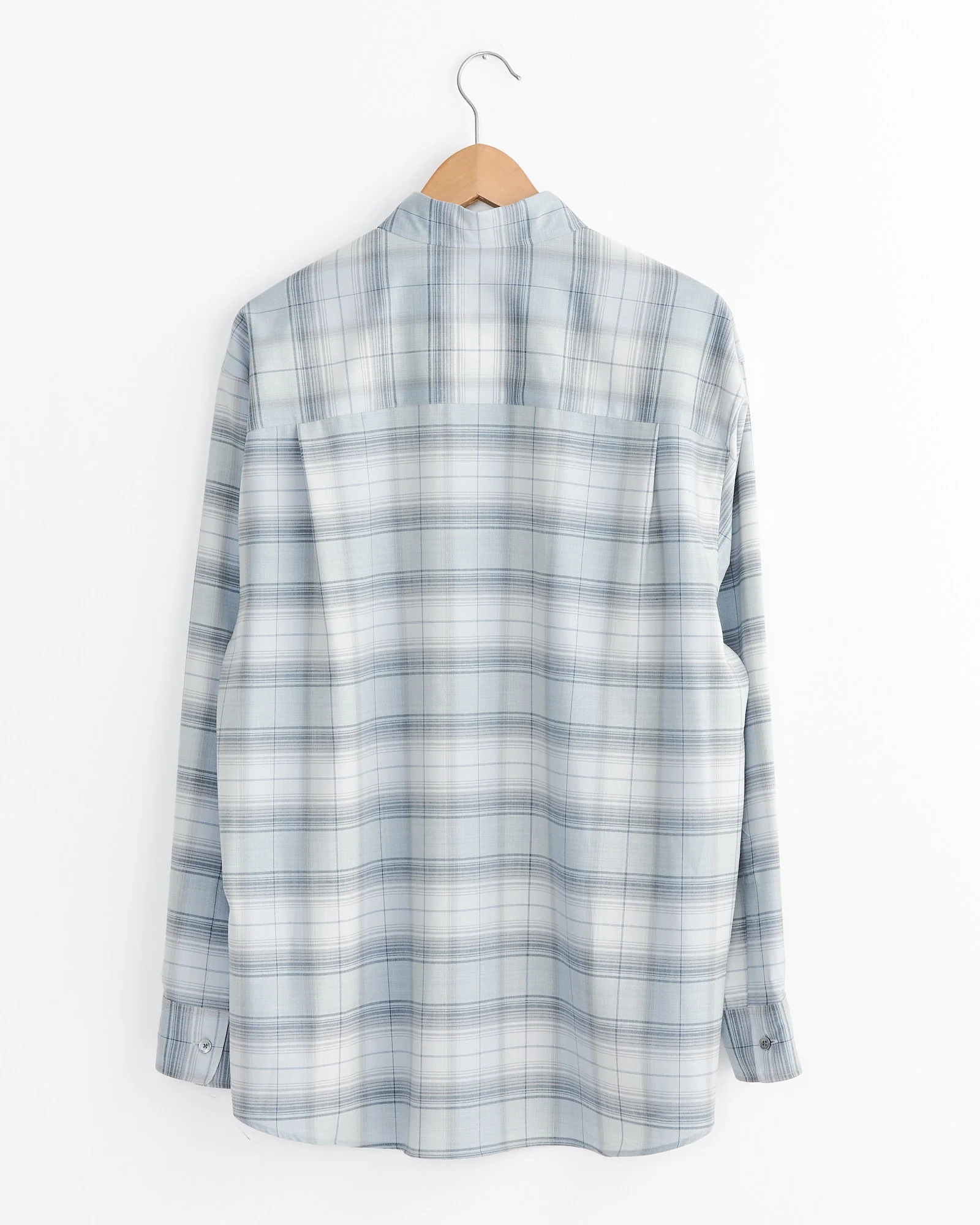 Light Wool Check Shirt in Blue Green - Image 3