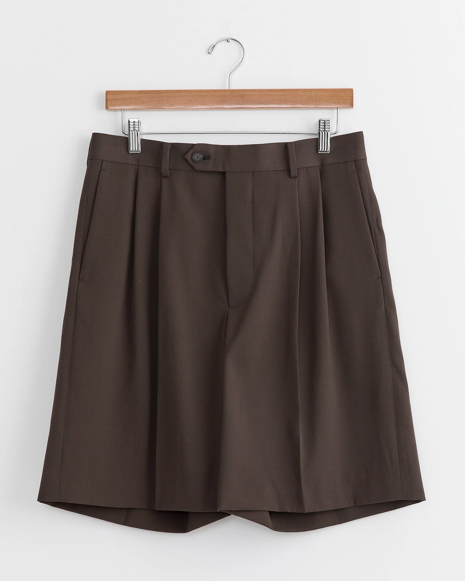 Light Wool Gabardine Short in Dark Brown