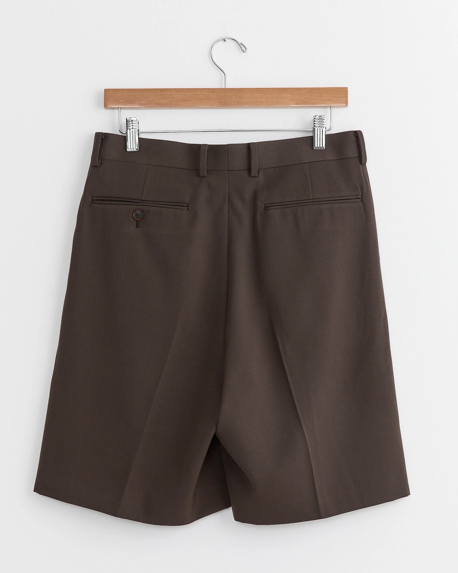 Light Wool Gabardine Short in Dark Brown - Image 3