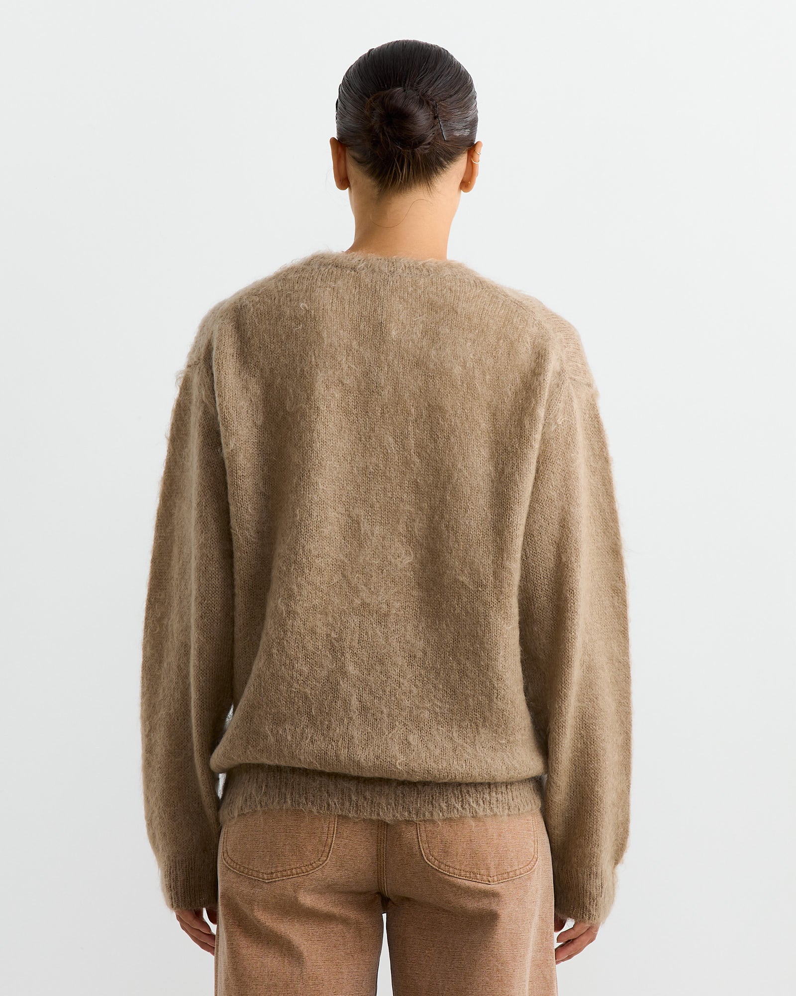 Mohair Knit Pullover in Grey Beige - Image 4