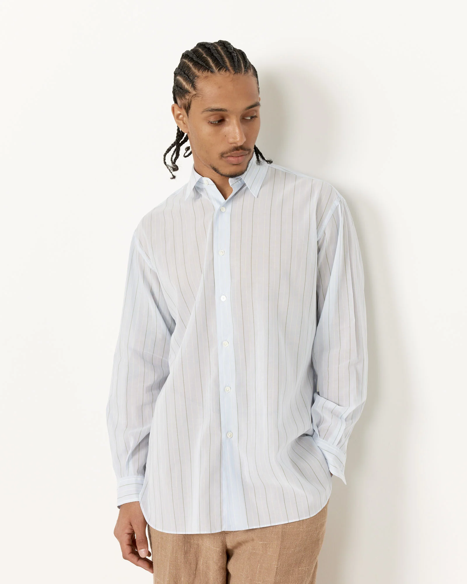 Organdy Stripe Shirt in Light Blue - Image 3