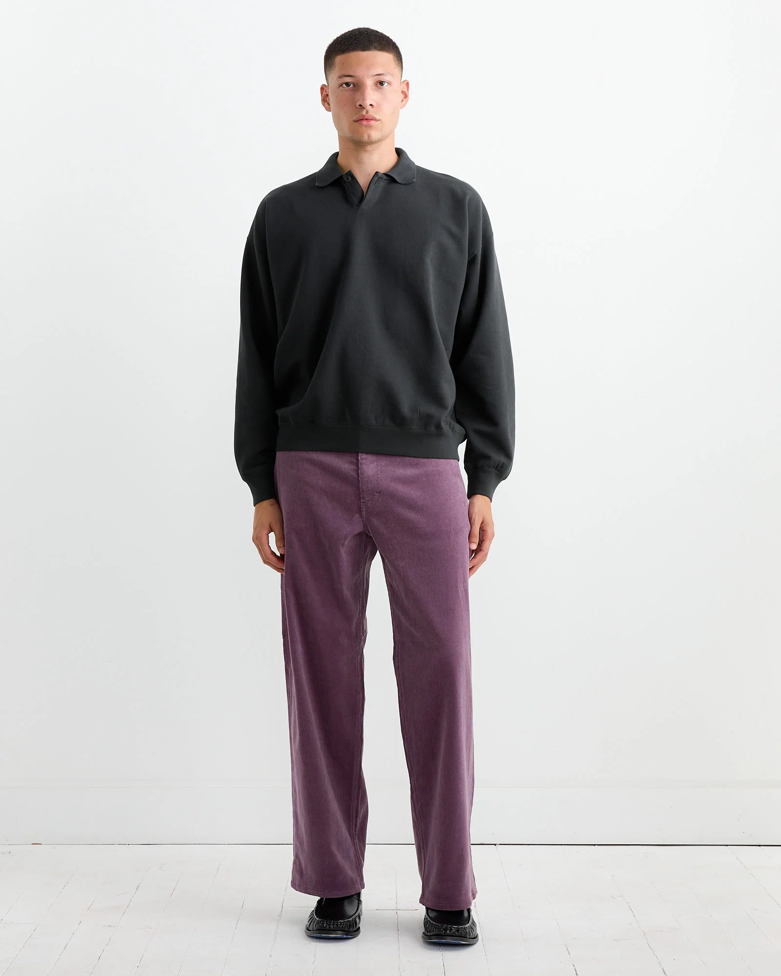 Pima Light Sweat Polo in Ink Black - Image 2