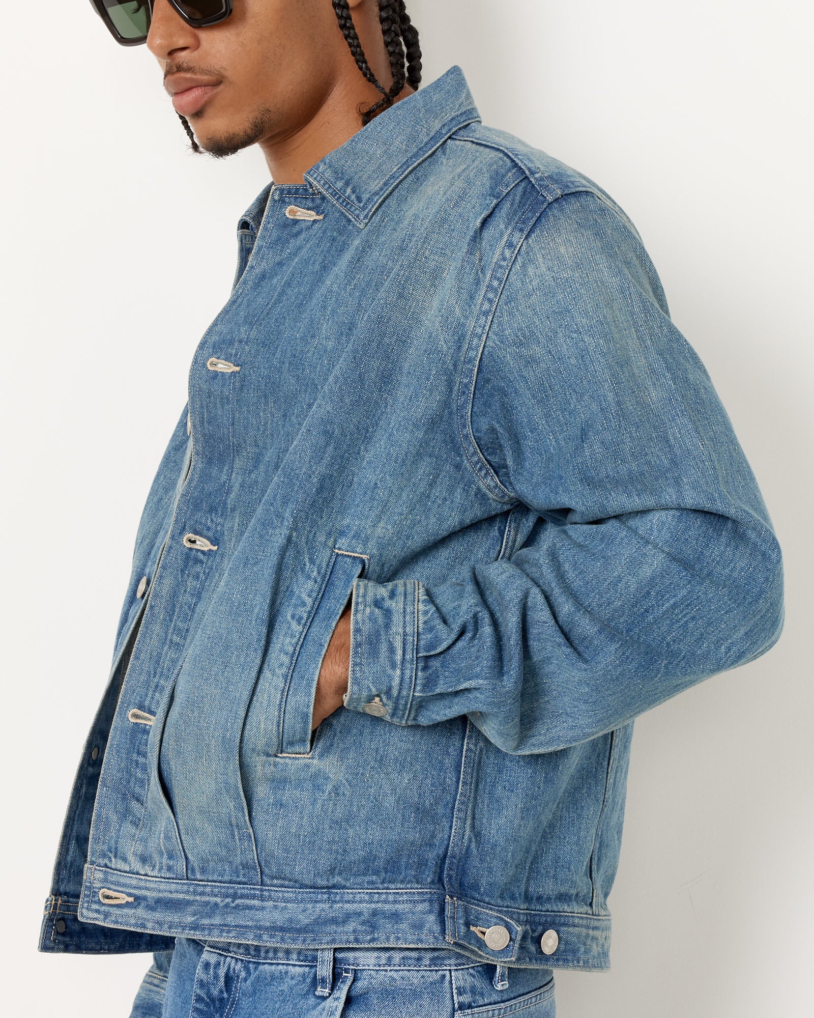 Selvedge Faded Denim Blouson - Image 5