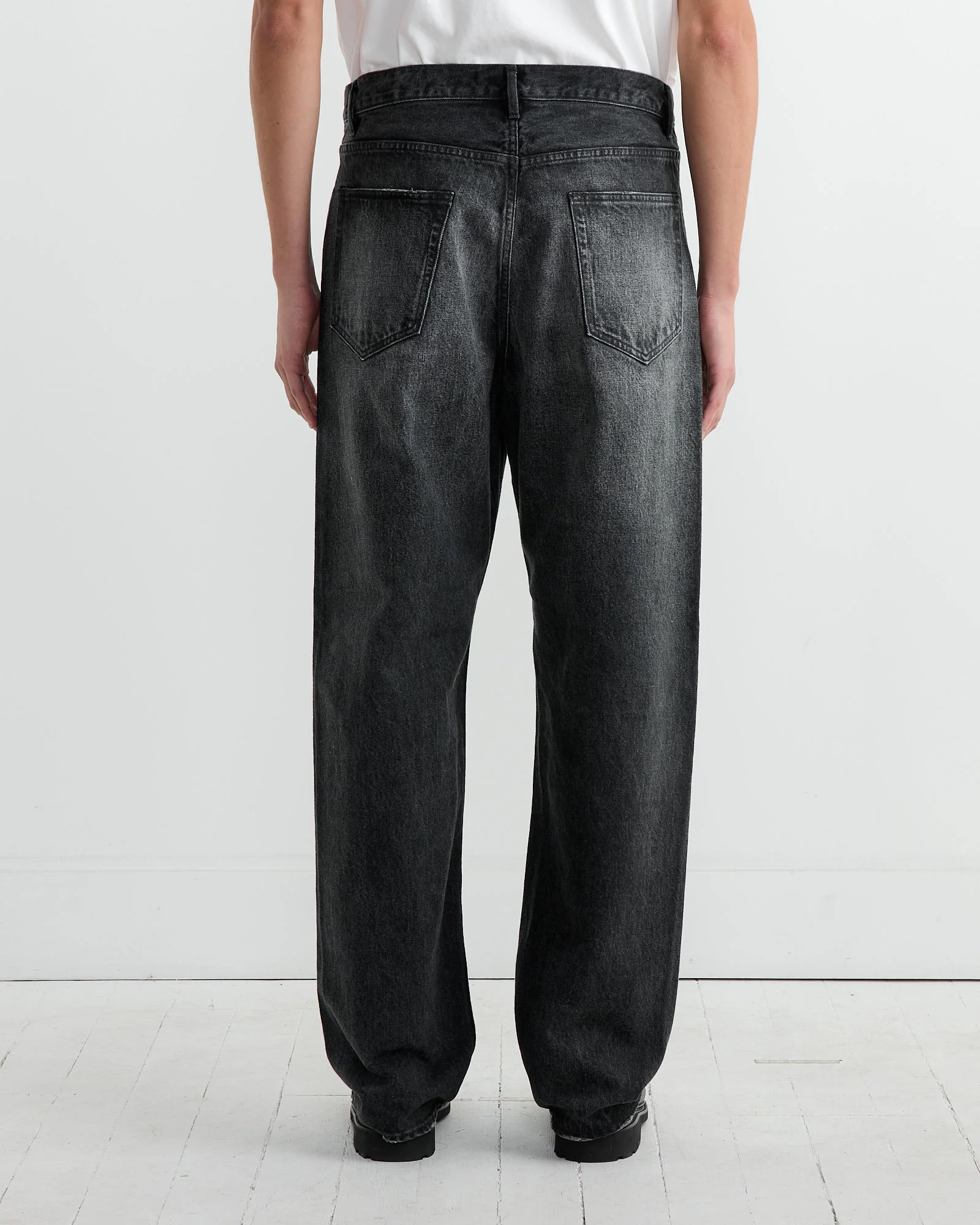 Selvedge Heavy Denim Wide Pant in Faded Black - Image 2