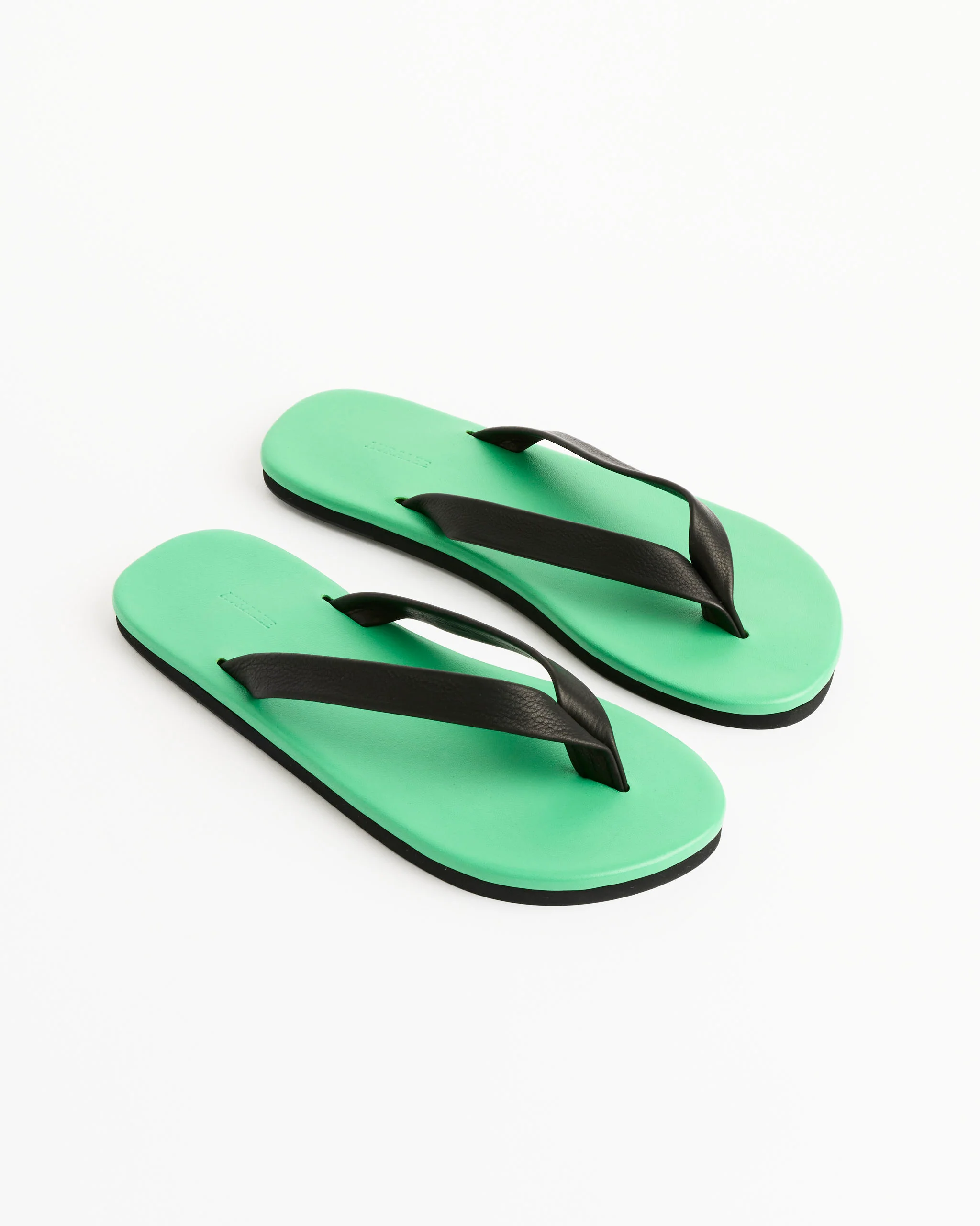 Soft Leather Flip Flop in Green/Black - Image 2