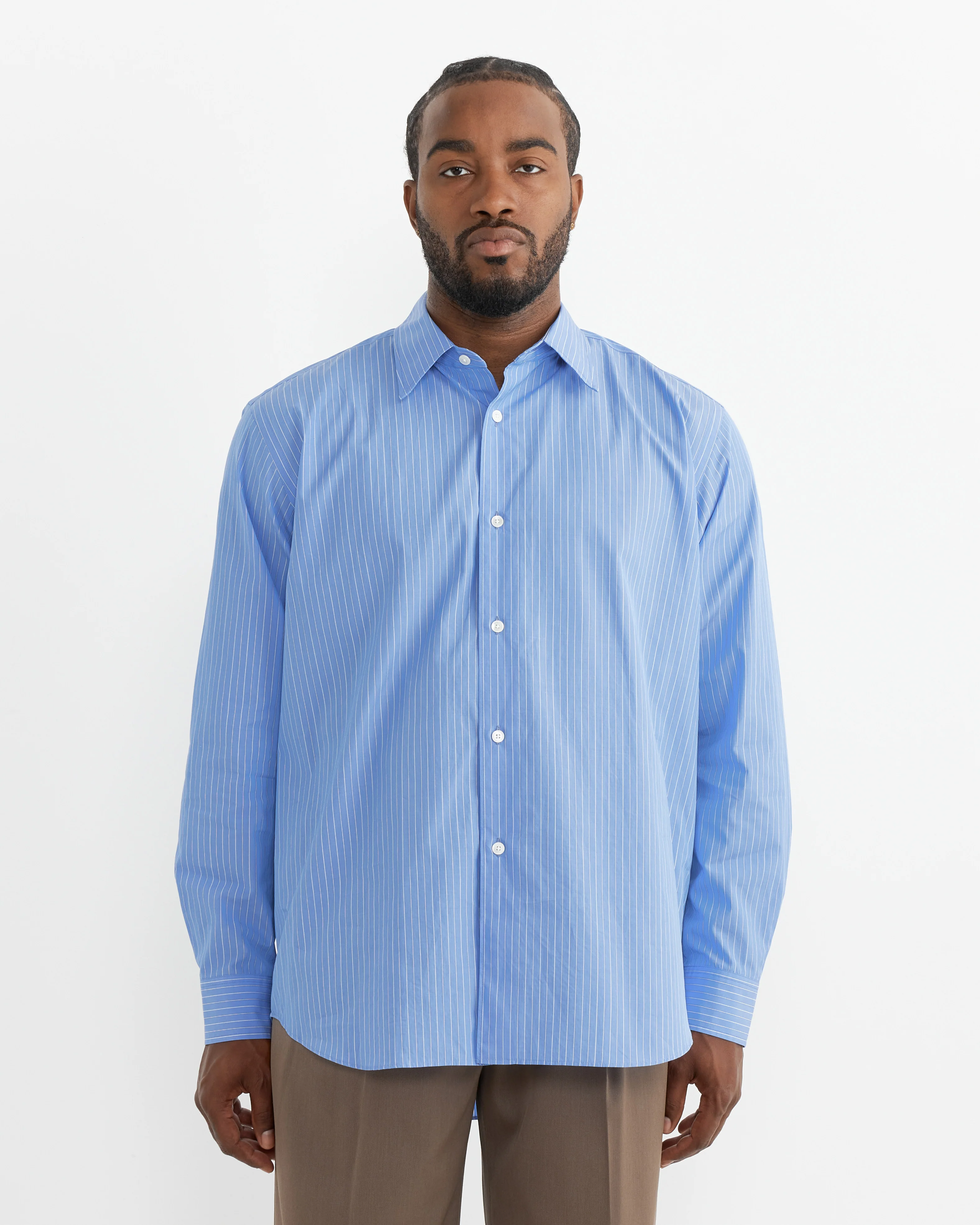 Suvin High Count Shirt in Sax Blue