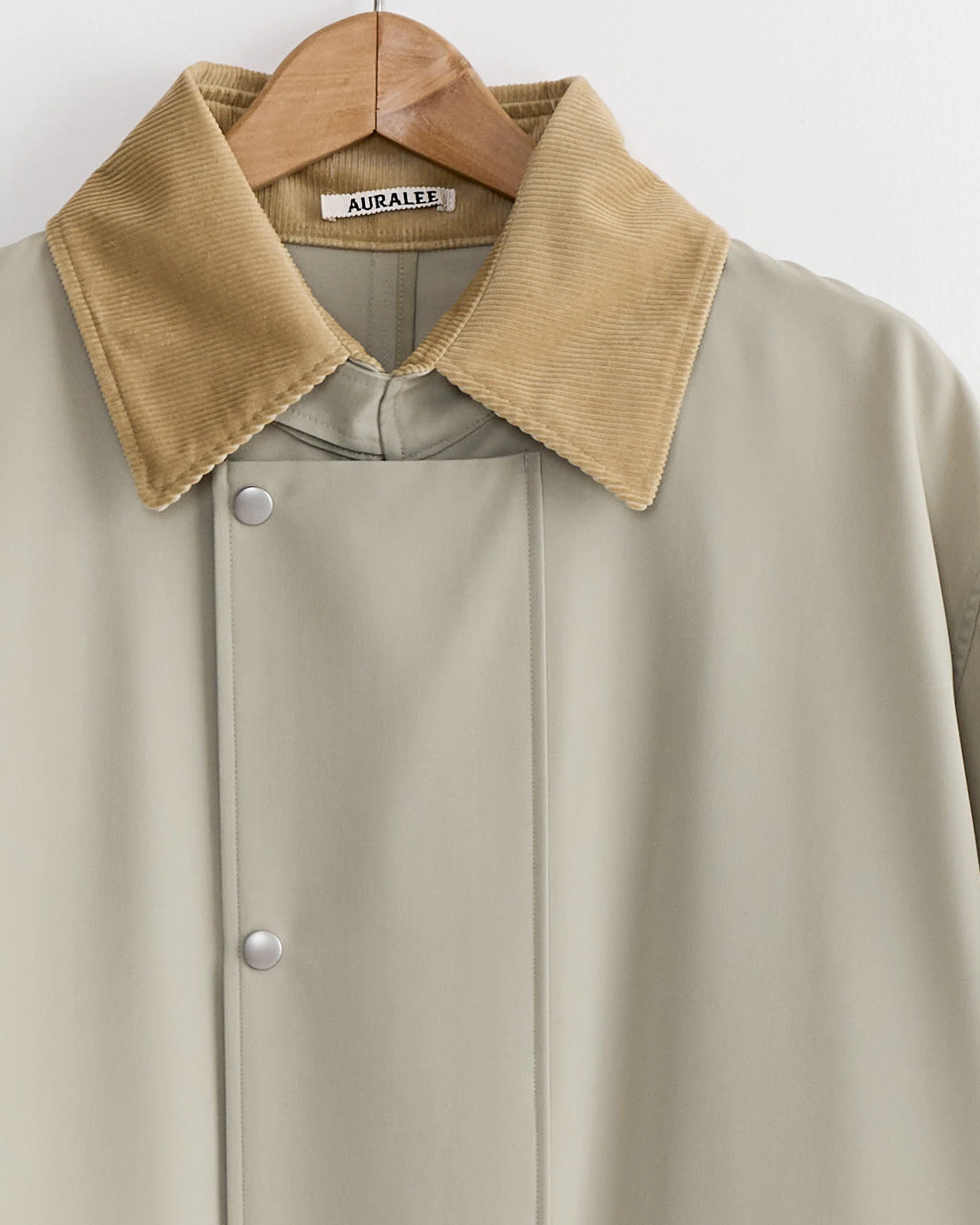 Wool Canvas Riding Coat in Pale Olive - Image 3