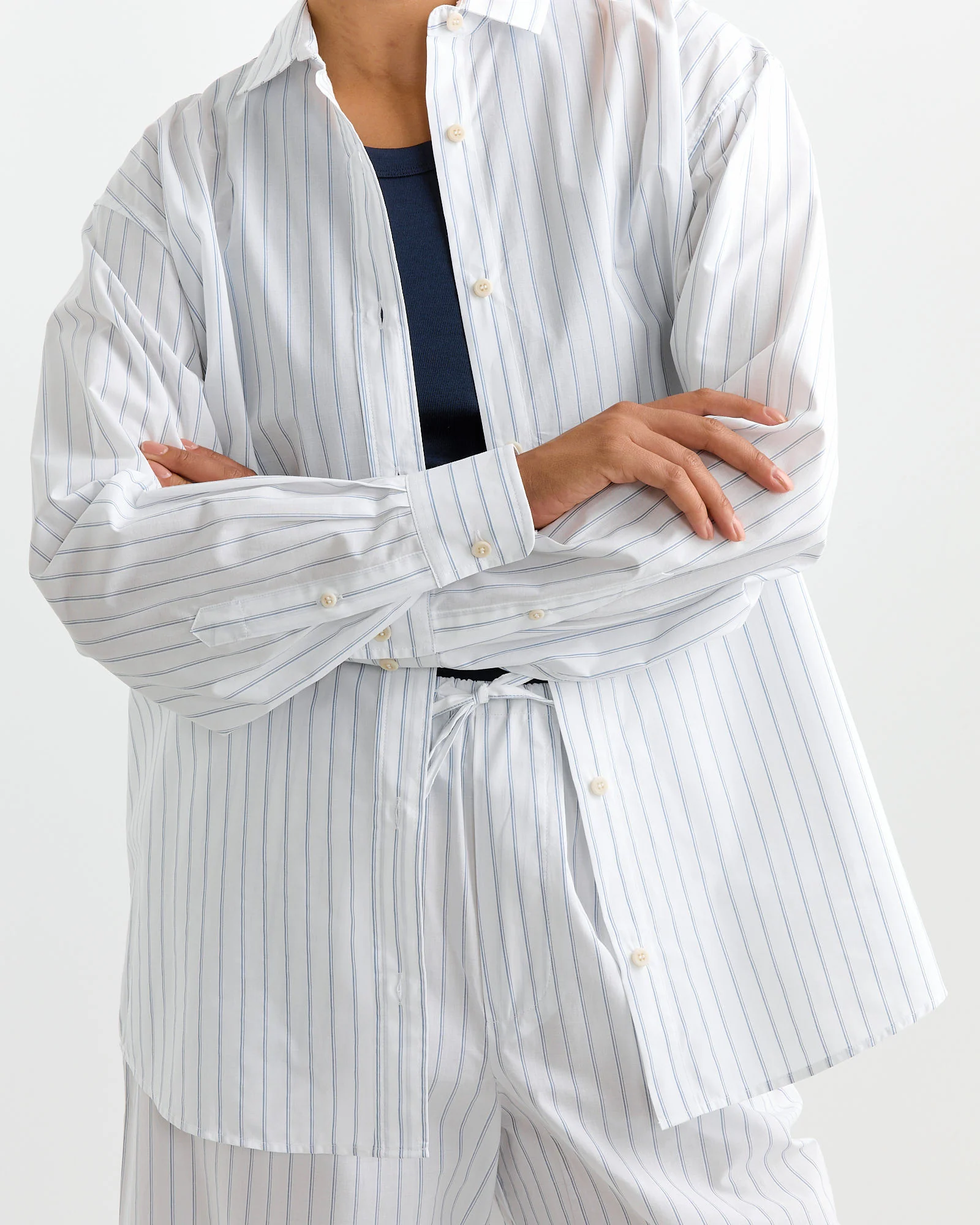 Ole Shirt in White Blue Stripe - Image 4