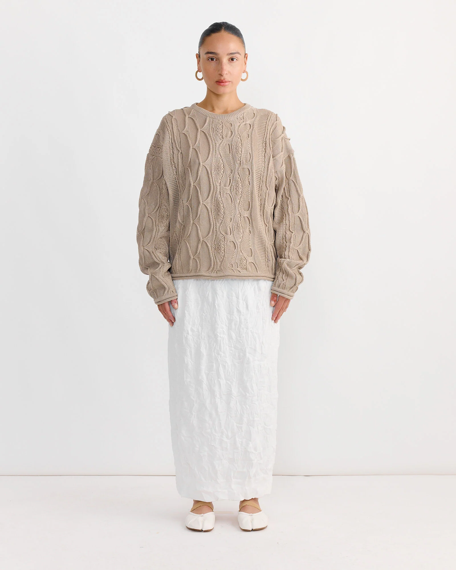 Cable Summer Knit in Taupe - Image 2