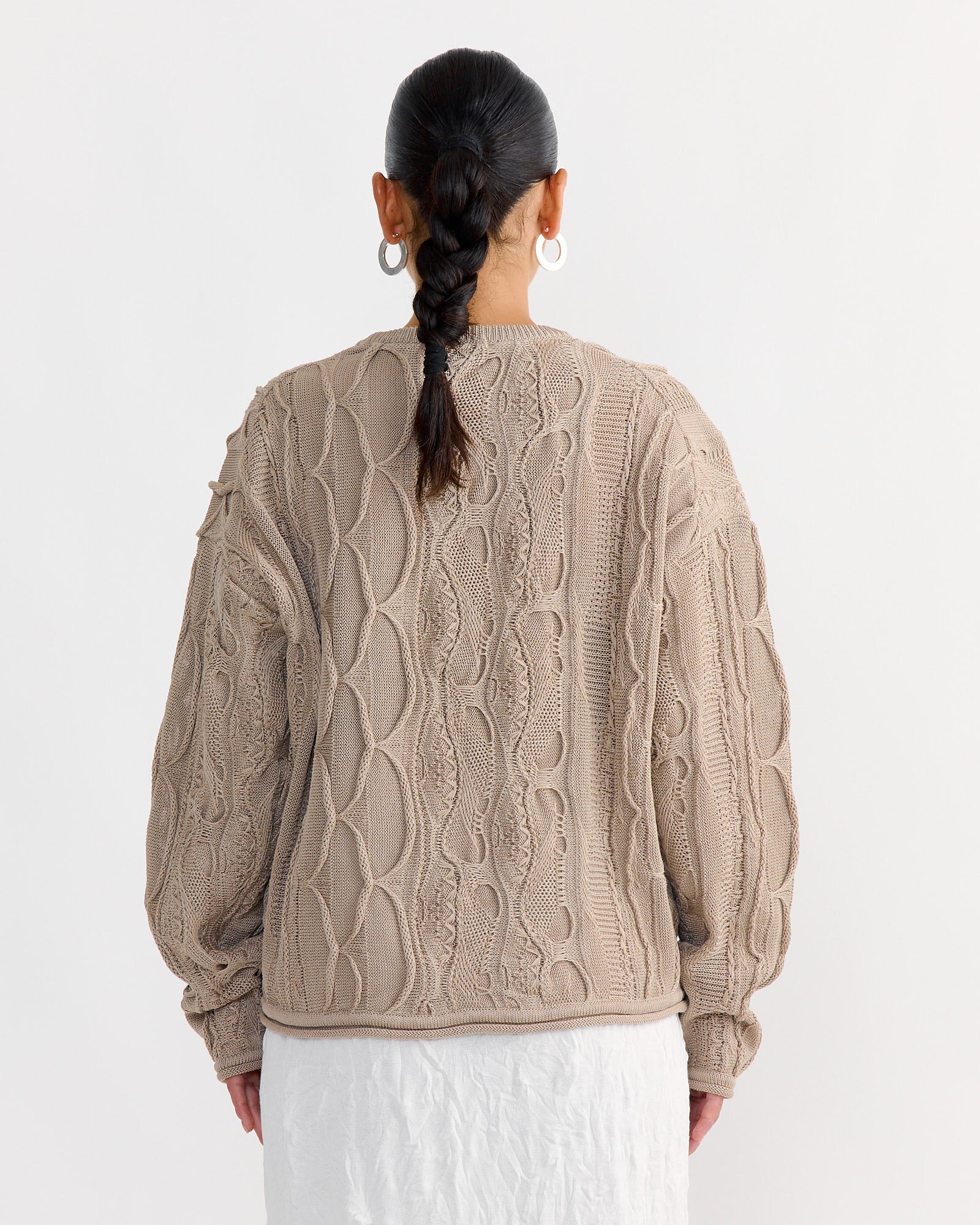 Cable Summer Knit in Taupe - Image 3