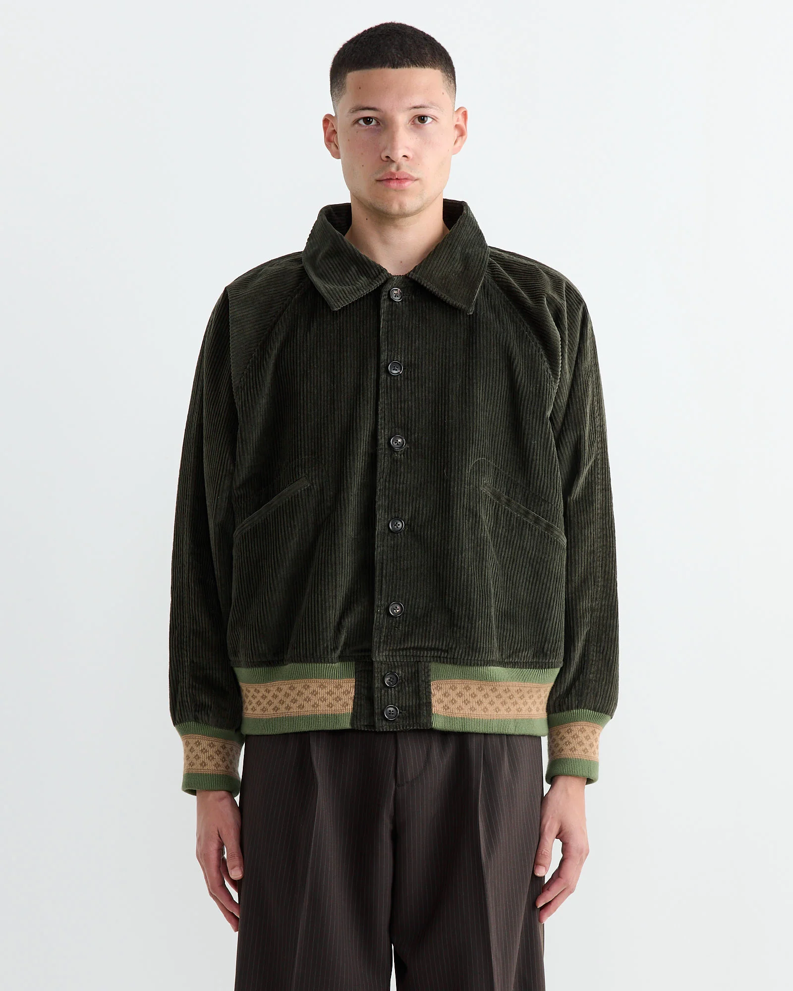Peerie Rib Banbury Jacket in Green Multi