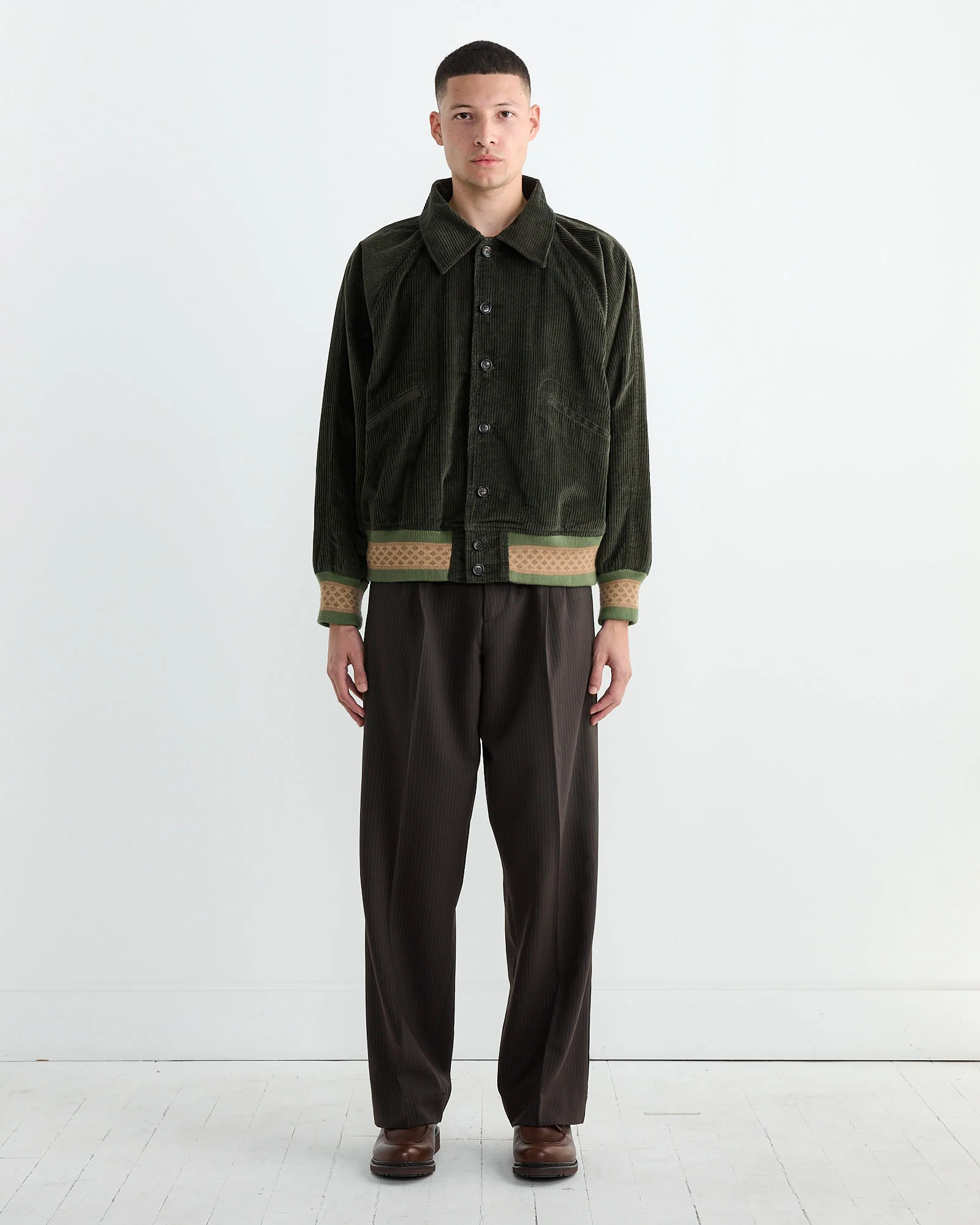 Peerie Rib Banbury Jacket in Green Multi - Image 2