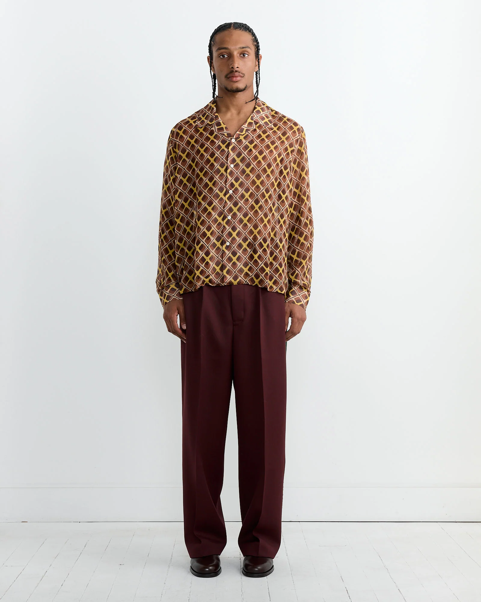 Riding Twill Braided Trouser in Burgundy - Image 2