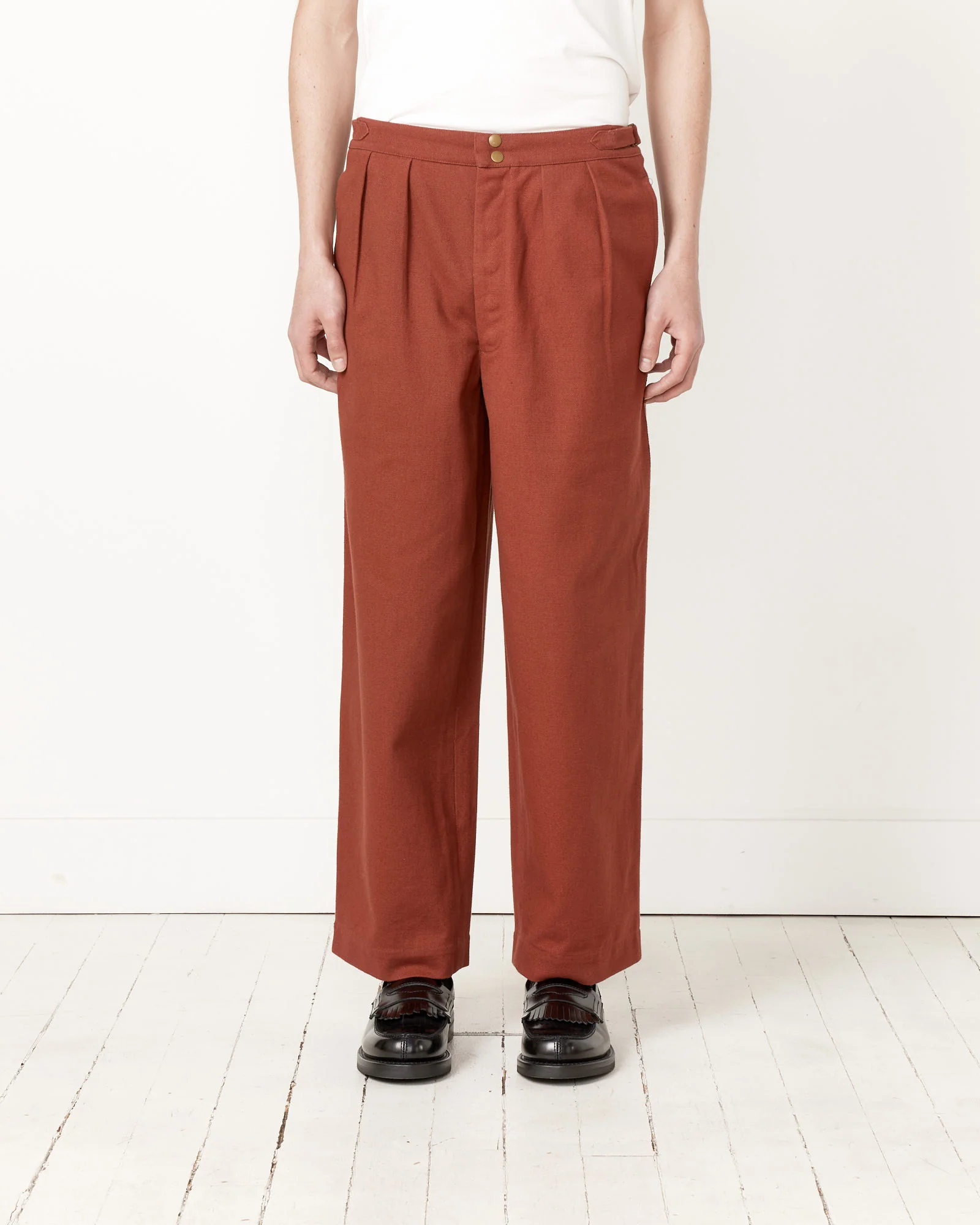 Wide Leg Snap Trouser in Cinnamon