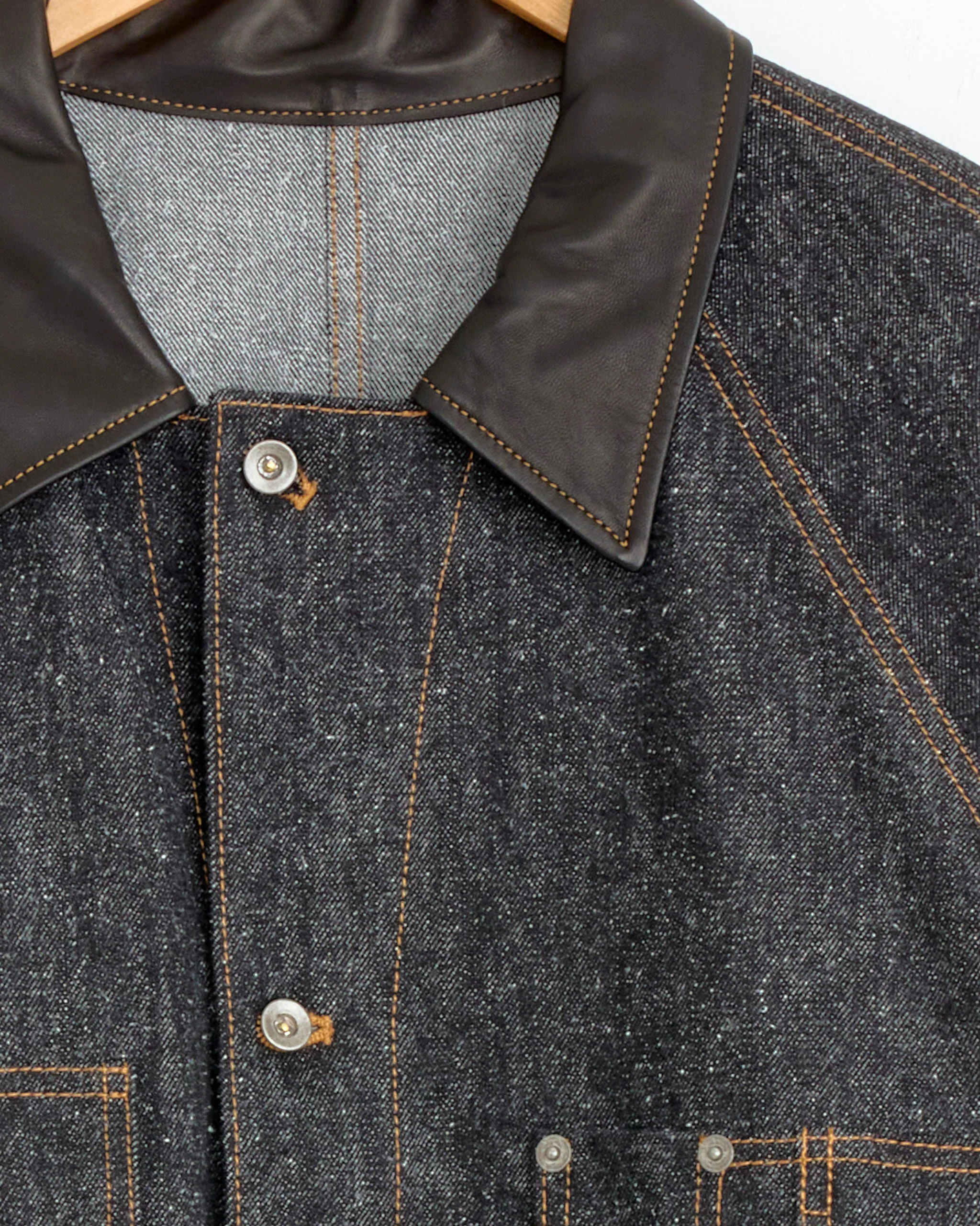 Cotton Silk Denim Jacket in Black - Image 2