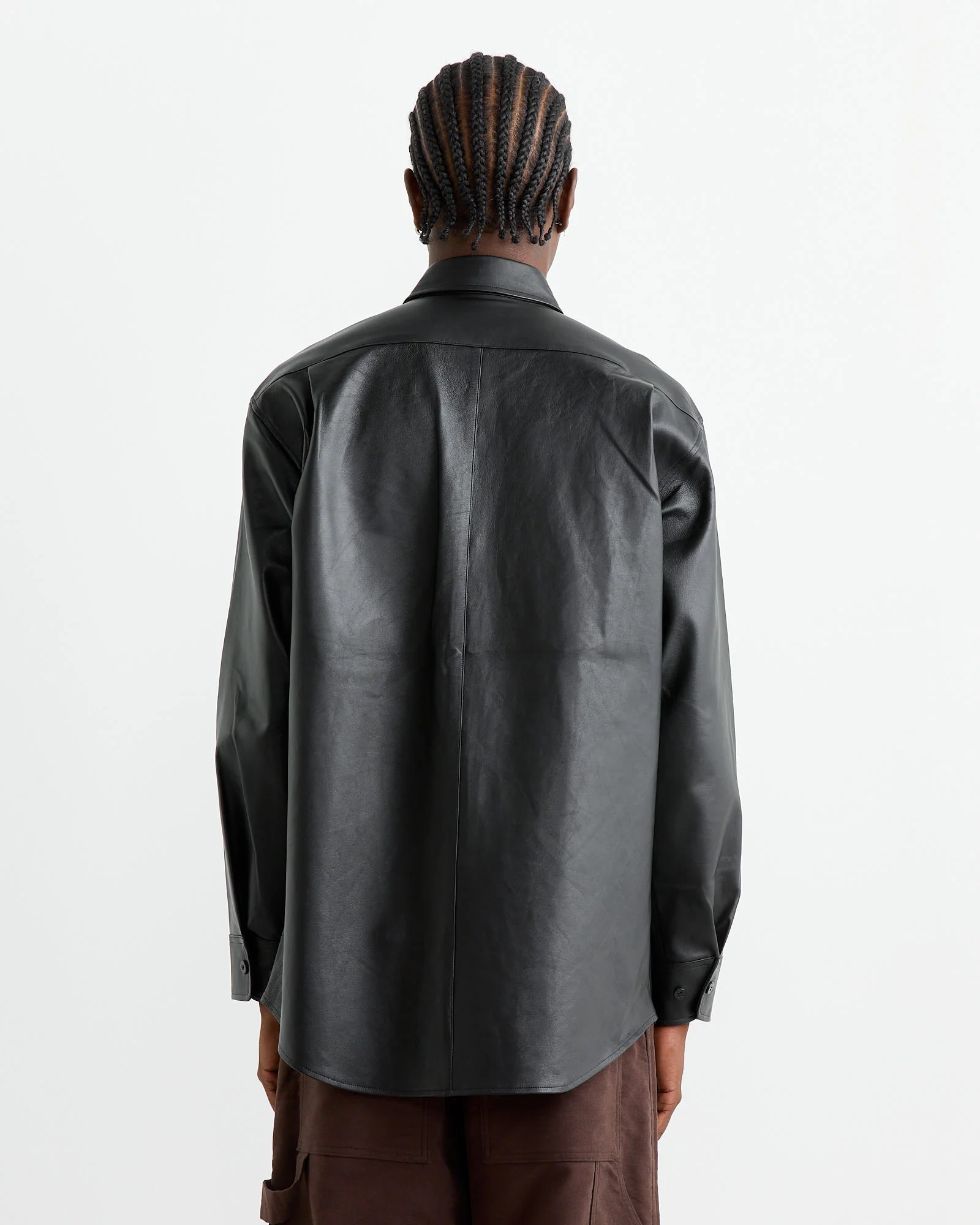 Lamb Leather Light Shirt in Black - Image 4