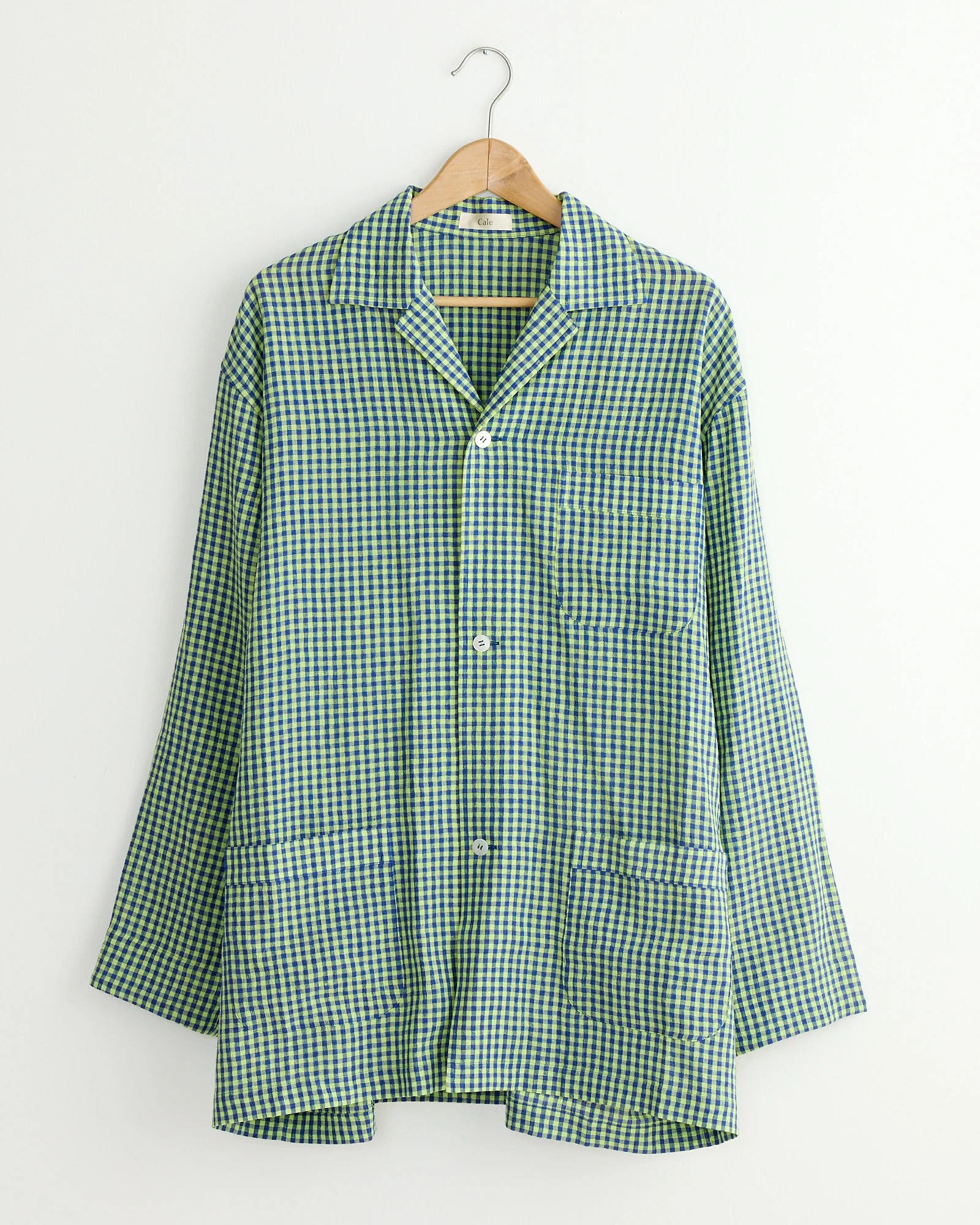 Water Twist Linen Gingham Check Shirt in Blue/Yellow