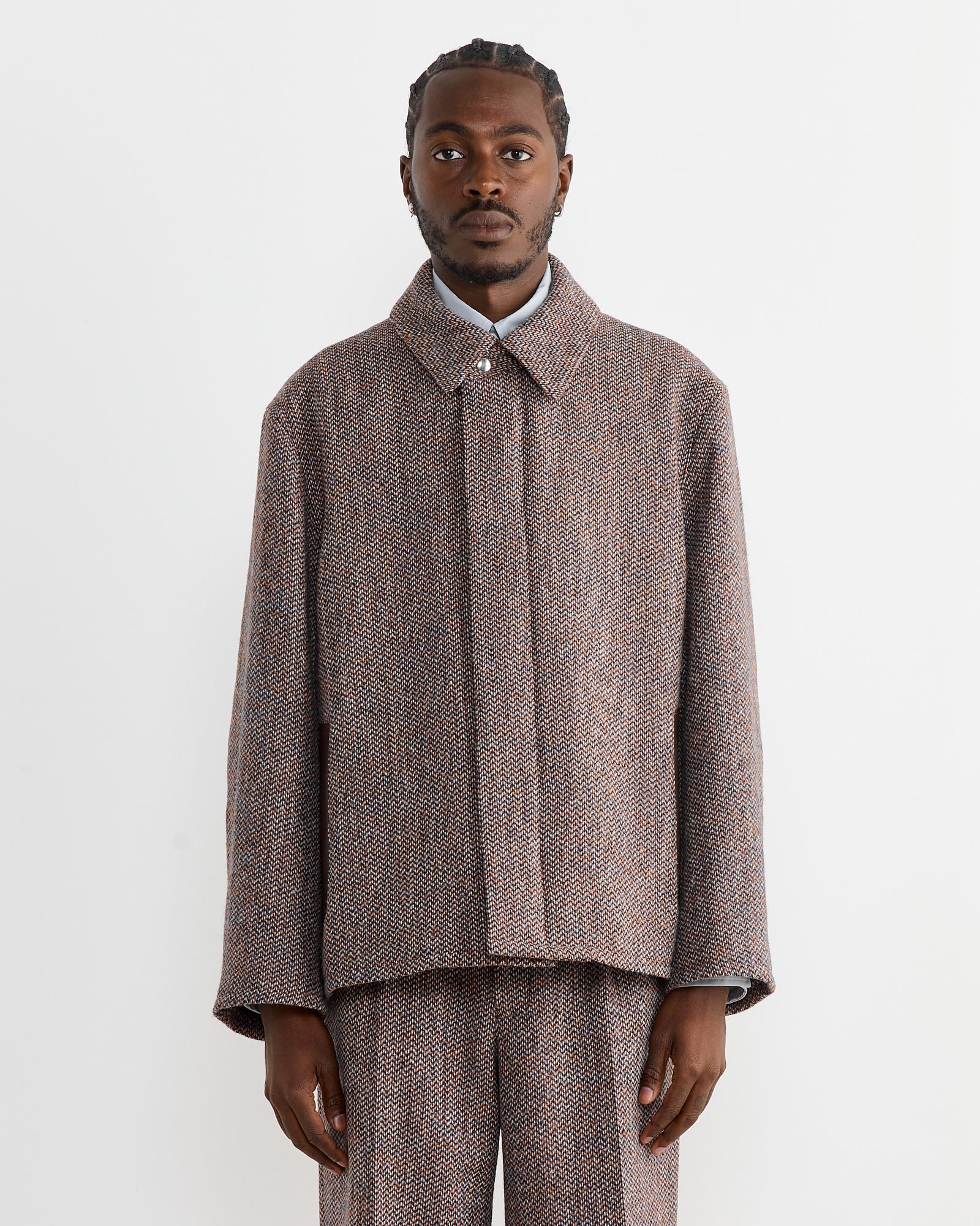 Wool Tweed Jacket in Orange
