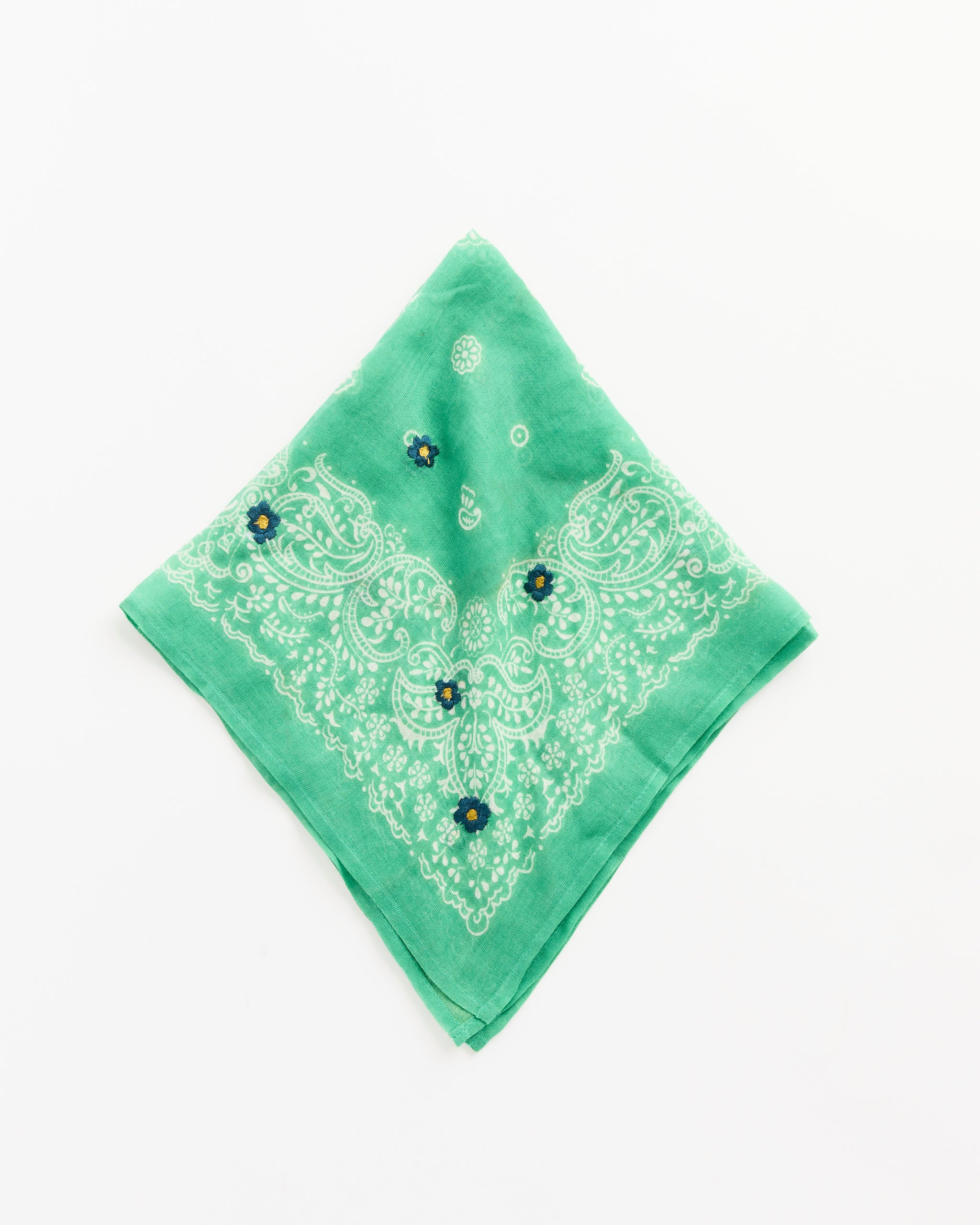 Daisy Embroidered Bandana in Jade Green