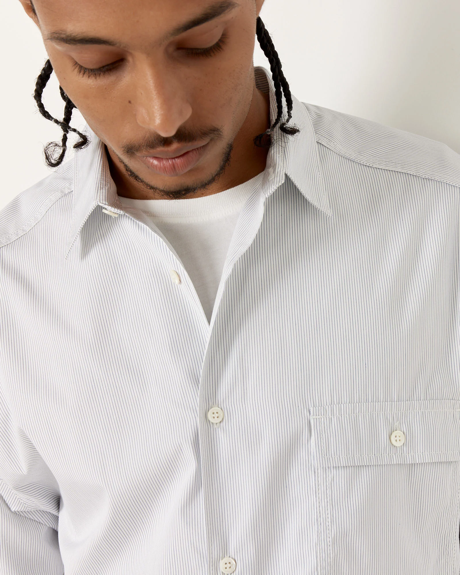Shirt in White/Navy Stripe - Image 3