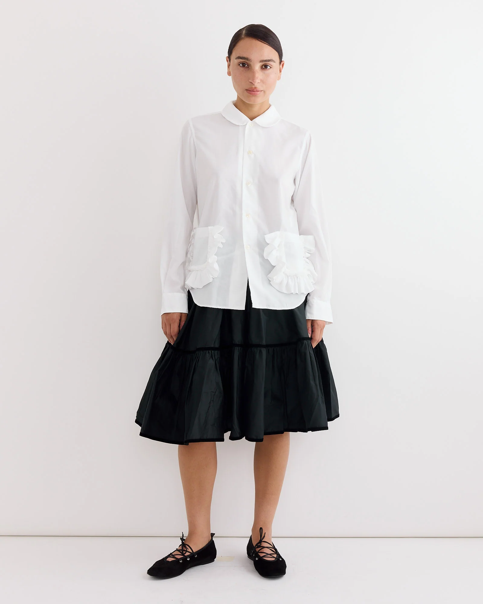 Frilled Pocket Blouse in White - Image 2