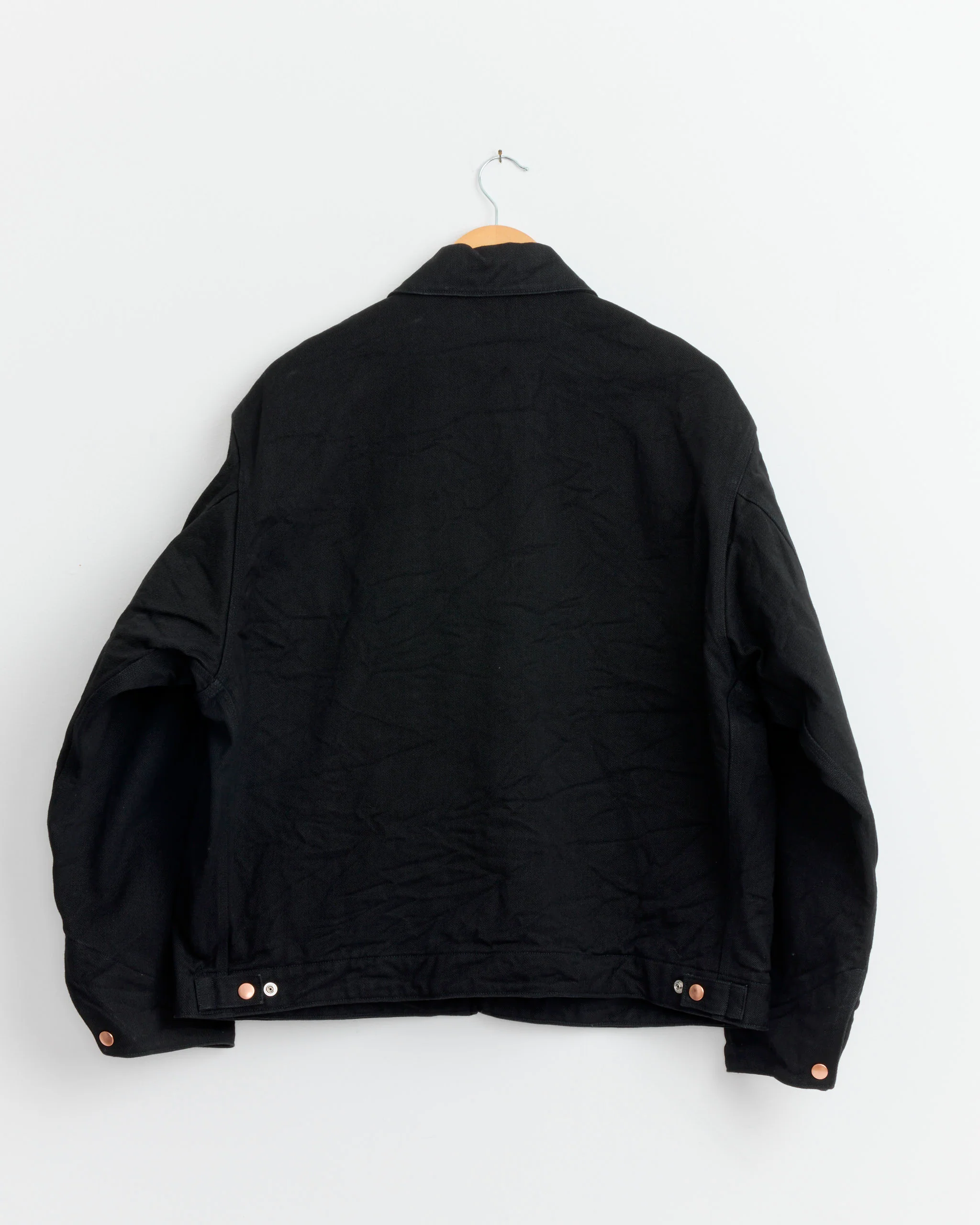 Denim Zip Short Jacket in Black - Image 3