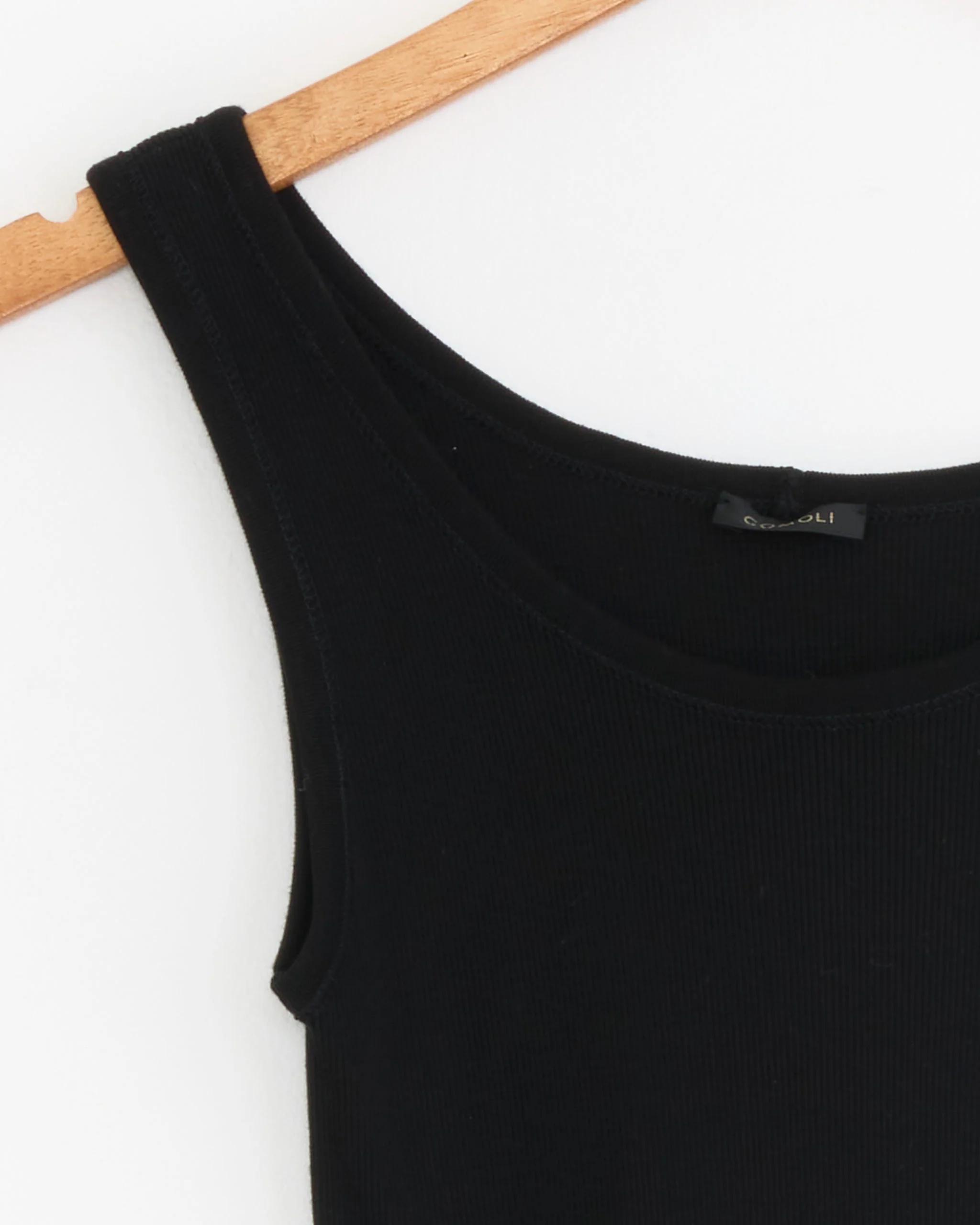 Ribbed Tank Top in Black - Image 2
