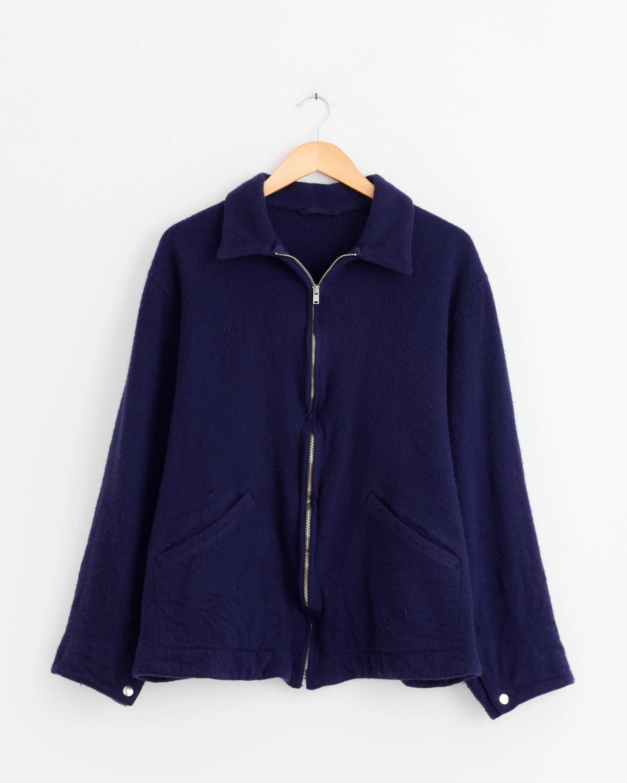 Shrunk Wool Zip Short Jacket in Purple Blue